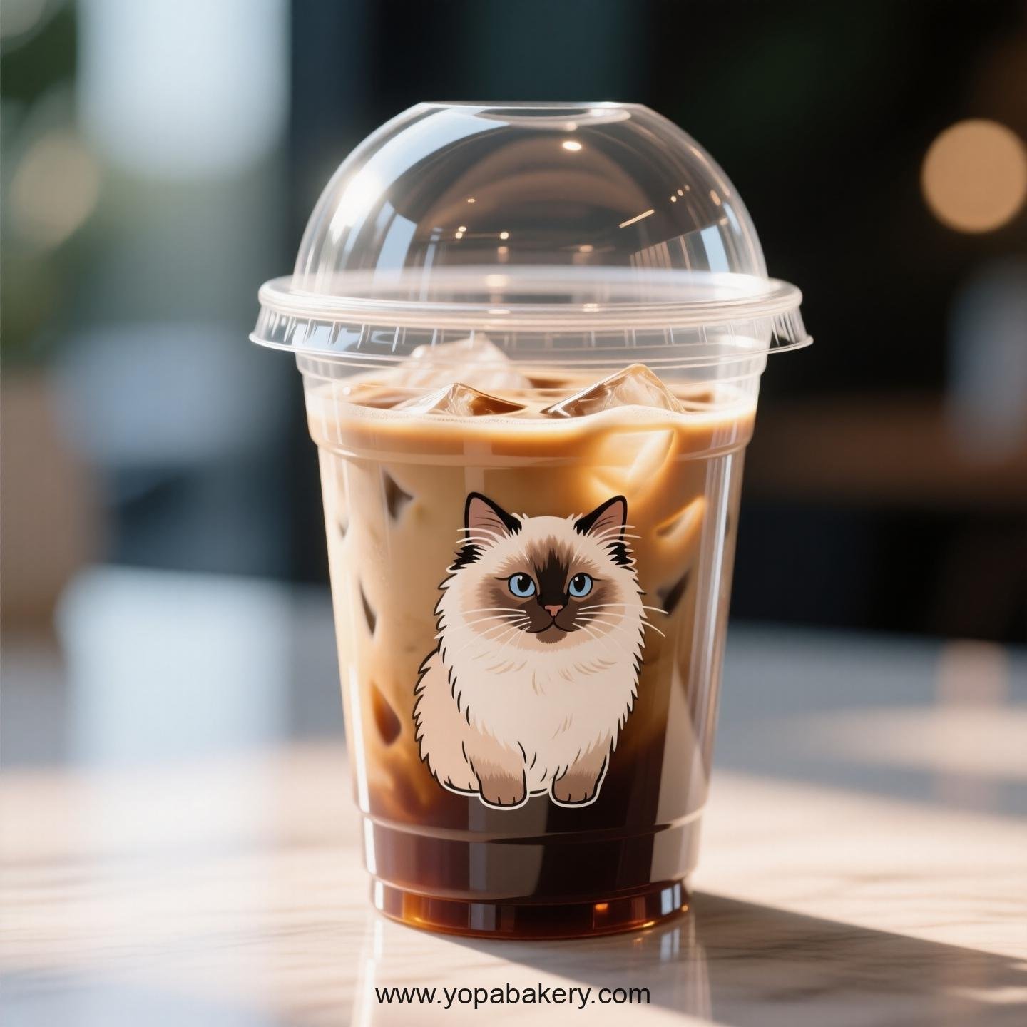 Birman cat Themed Clear Plastic Cups - Disposable PP & PET Coffee Cups with Lids