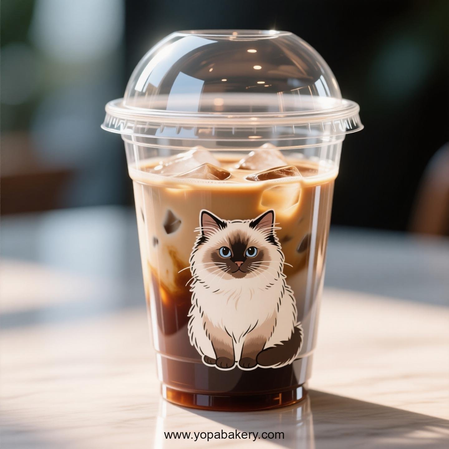 Birman cat Themed Clear Plastic Cups - Disposable PP & PET Coffee Cups with Lids