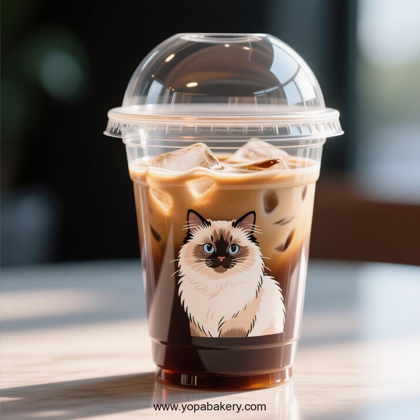 Birman cat Themed Clear Plastic Cups - Disposable PP & PET Coffee Cups with Lids