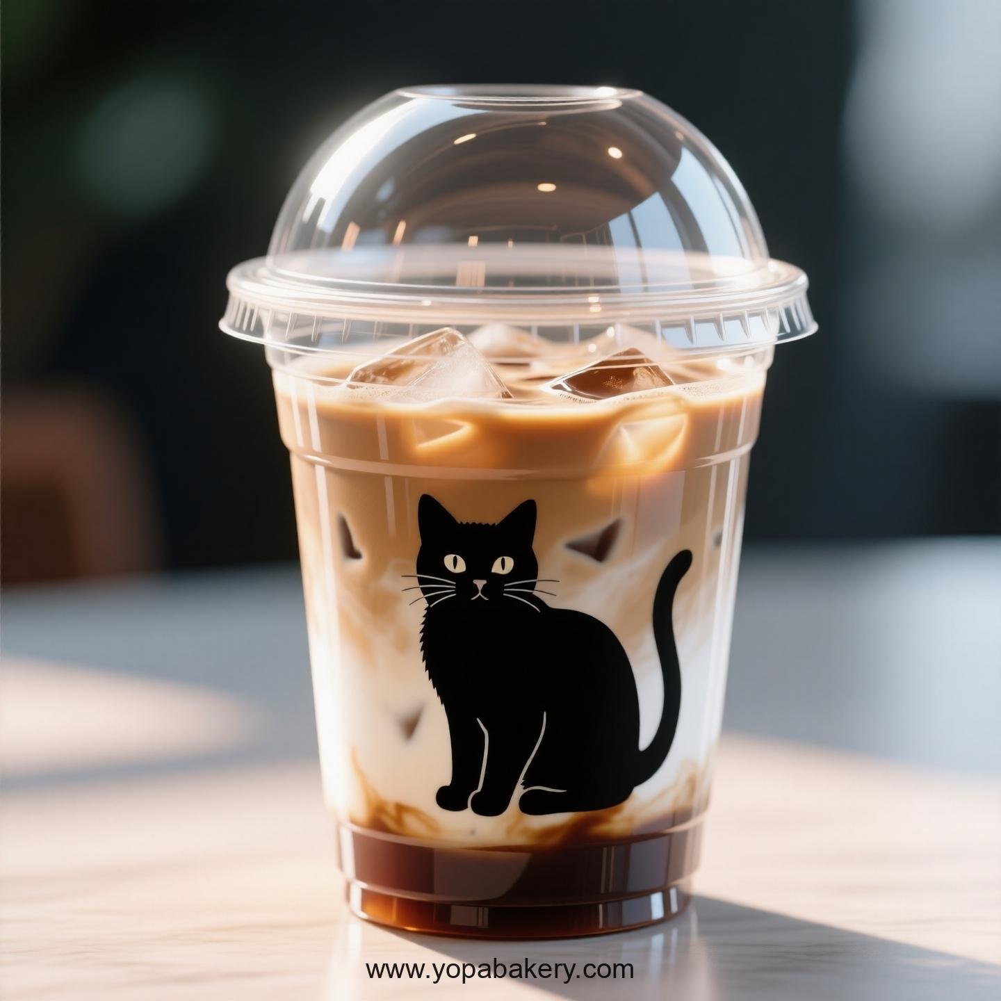 Black cat Themed Clear Plastic Cups - Disposable PP & PET Coffee Cups with Lids