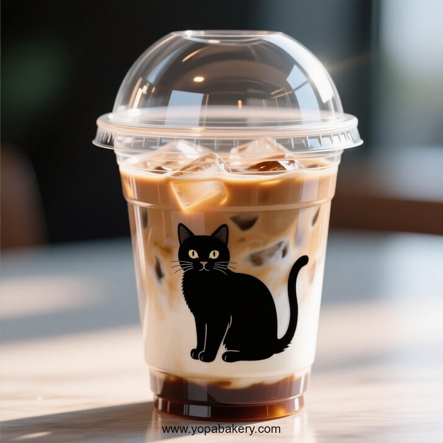 Black cat Themed Clear Plastic Cups - Disposable PP & PET Coffee Cups with Lids