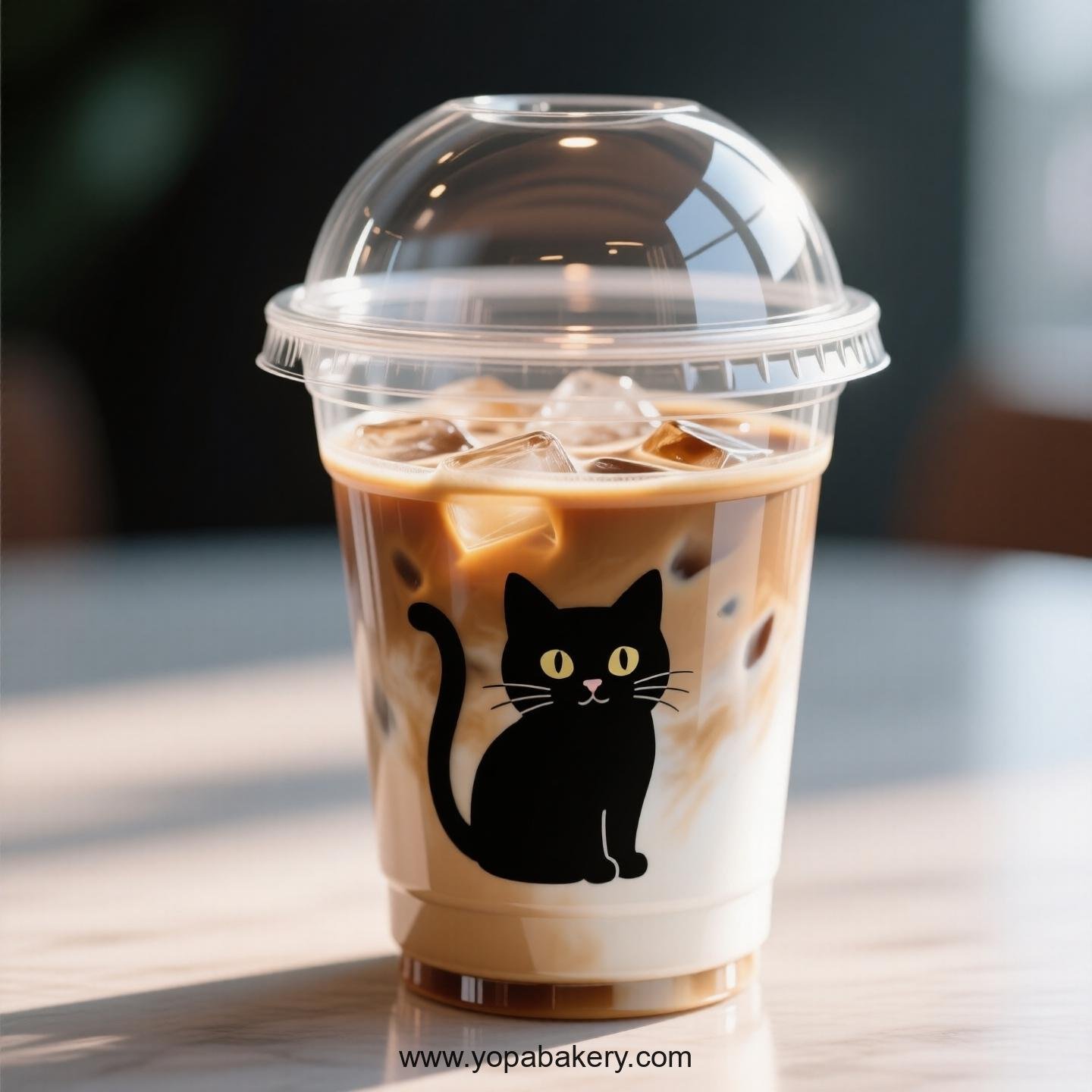 Black cat Themed Clear Plastic Cups - Disposable PP & PET Coffee Cups with Lids