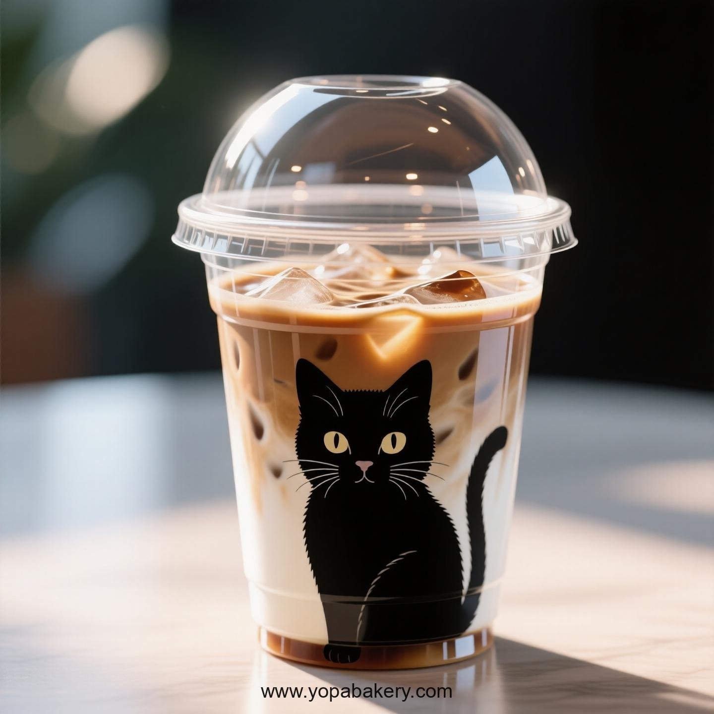 Black cat Themed Clear Plastic Cups - Disposable PP & PET Coffee Cups with Lids