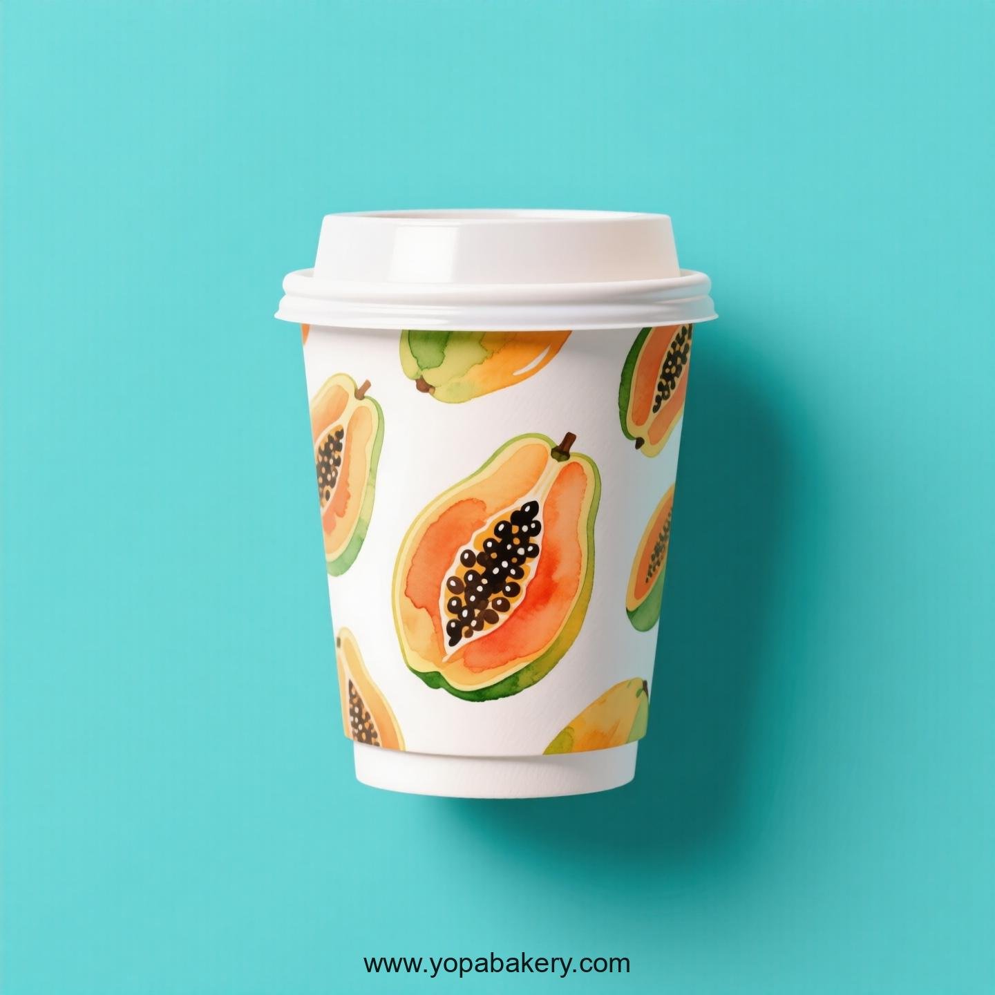 Papaya Design Paper Coffee Cups Factory: 4-24 oz Custom Logo