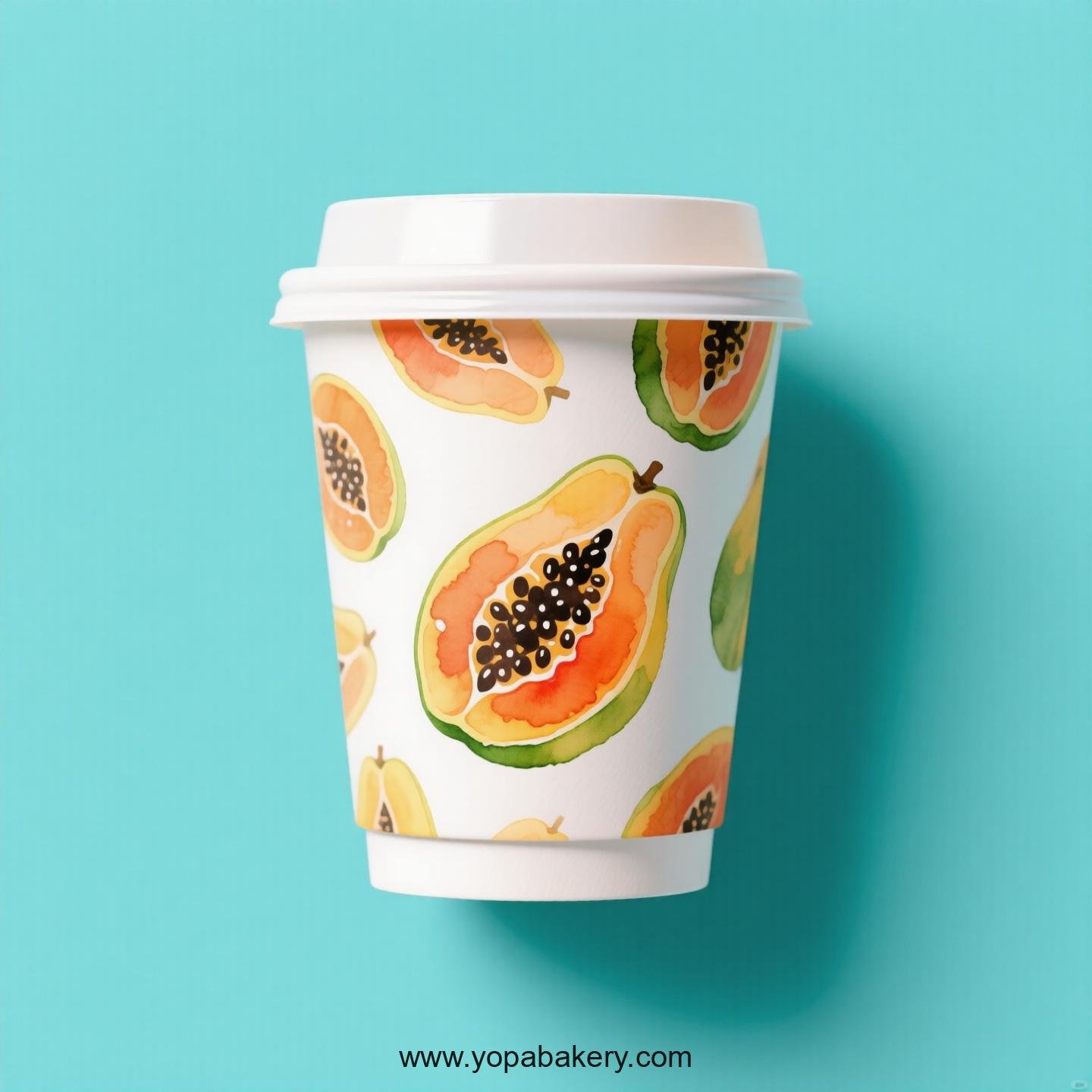 Papaya Design Paper Coffee Cups Factory: 4-24 oz Custom Logo