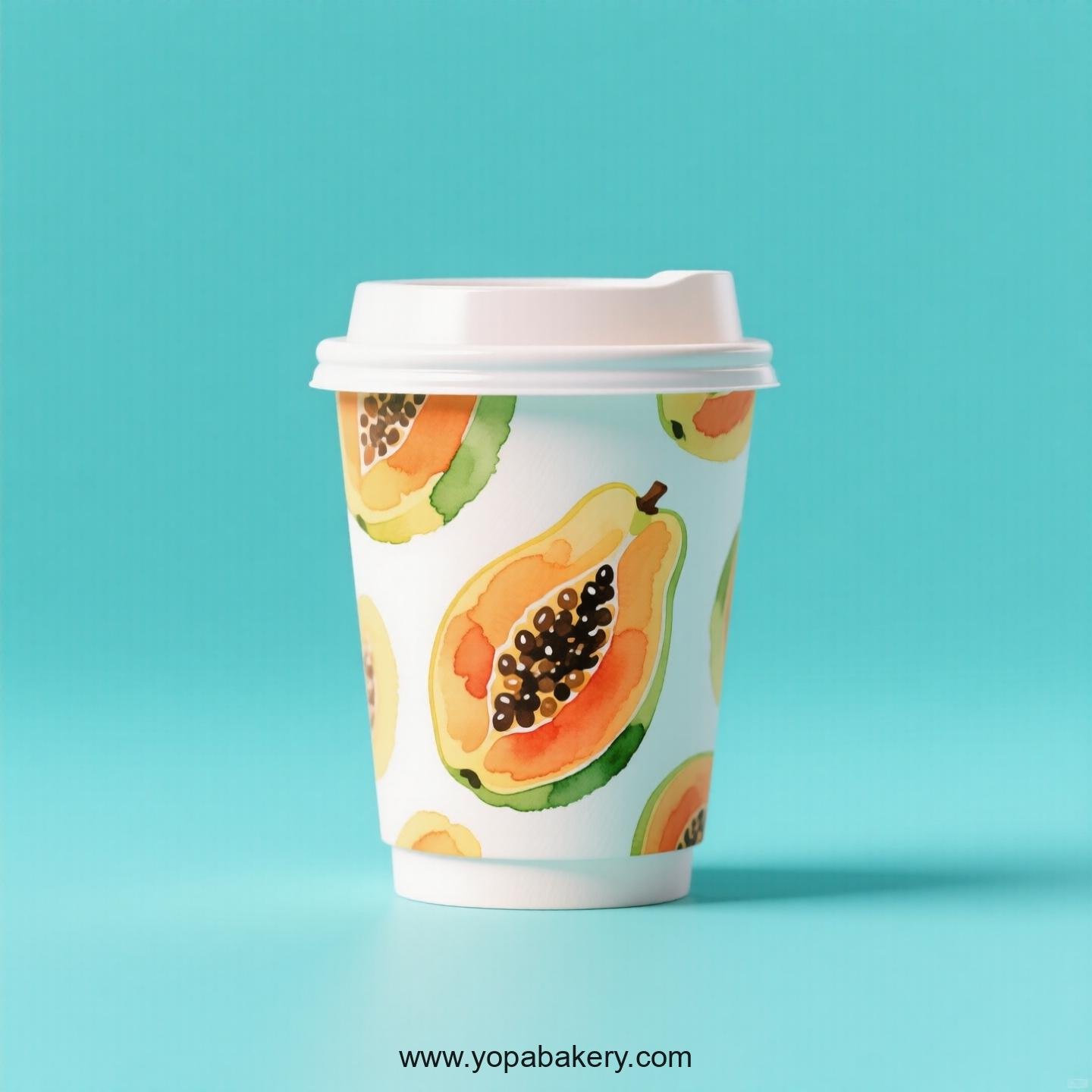 Papaya Design Paper Coffee Cups Factory: 4-24 oz Custom Logo