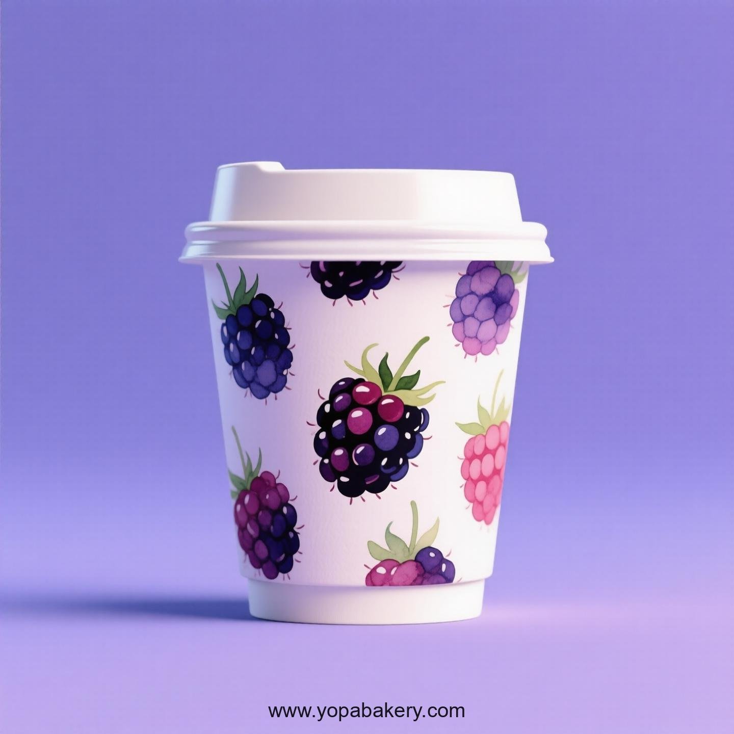 Blackberry Design Paper Coffee Cups Factory: 4-24 oz Custom Logo