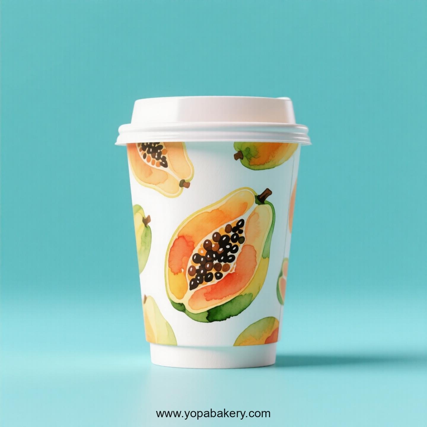 Papaya Design Paper Coffee Cups Factory: 4-24 oz Custom Logo