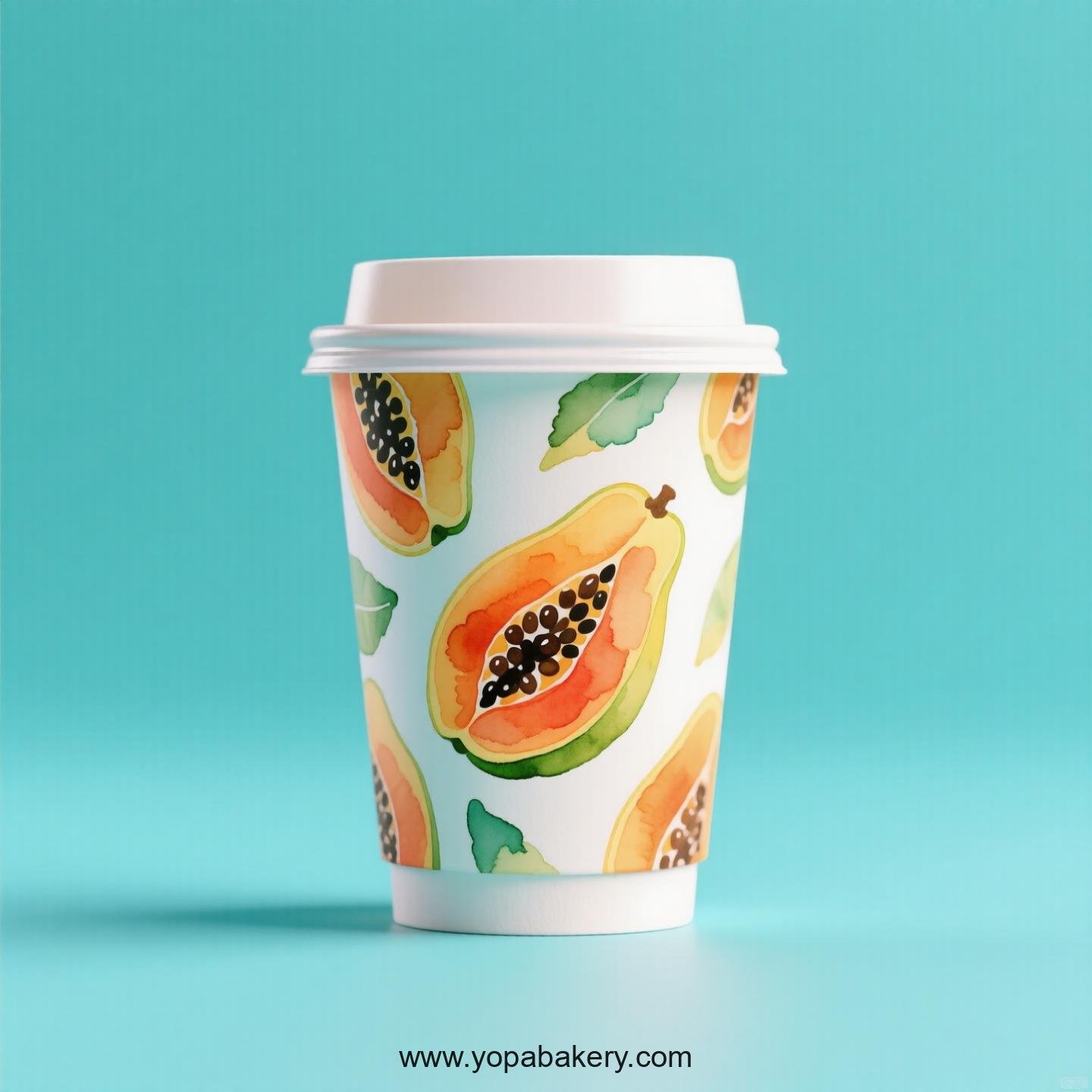 Papaya Design Paper Coffee Cups Factory: 4-24 oz Custom Logo