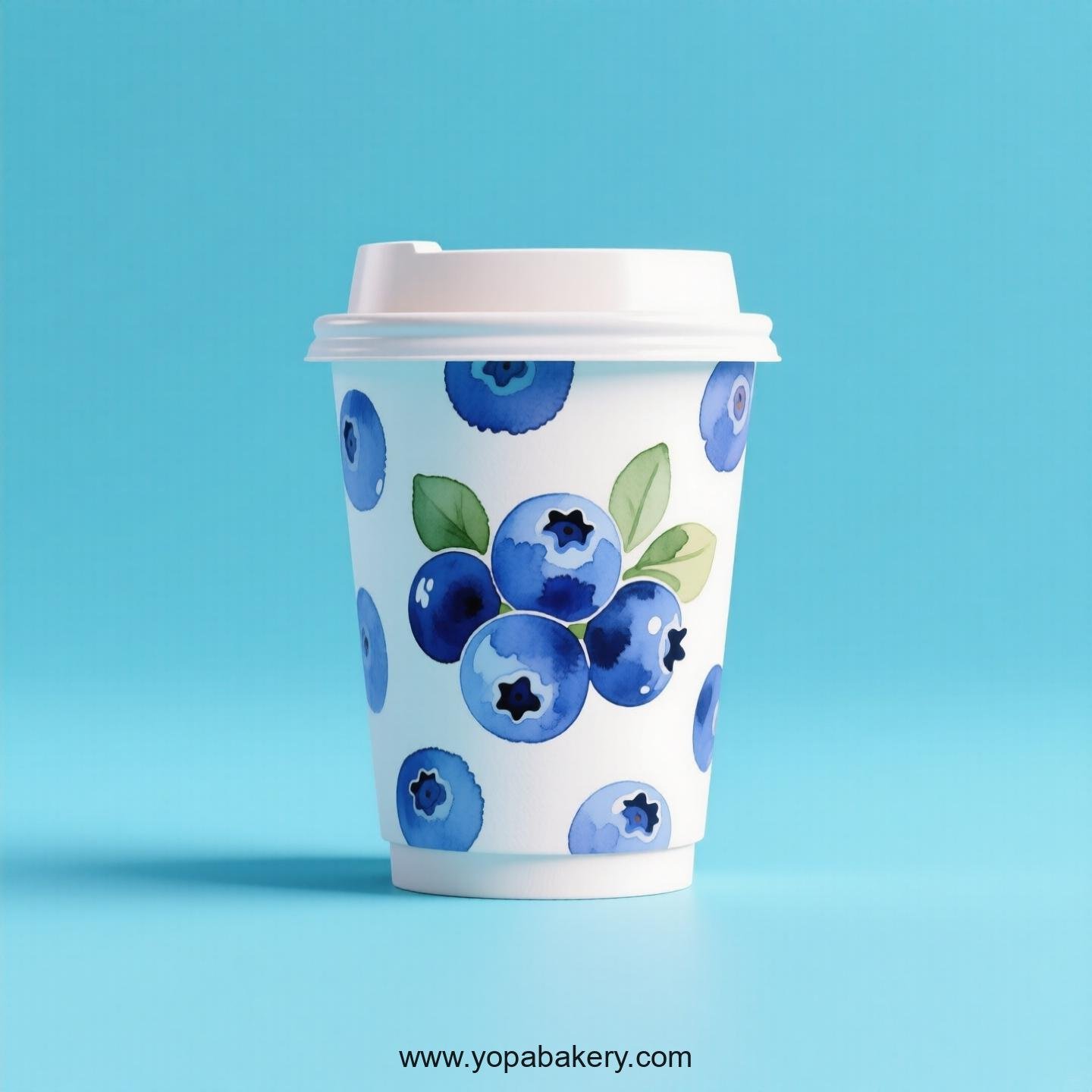 Blueberry Design Paper Coffee Cups Factory: 4-24 oz Custom Logo