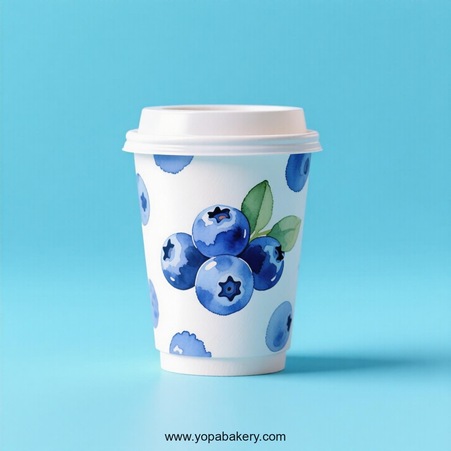 Blueberry Design Paper Coffee Cups Factory: 4-24 oz Custom Logo