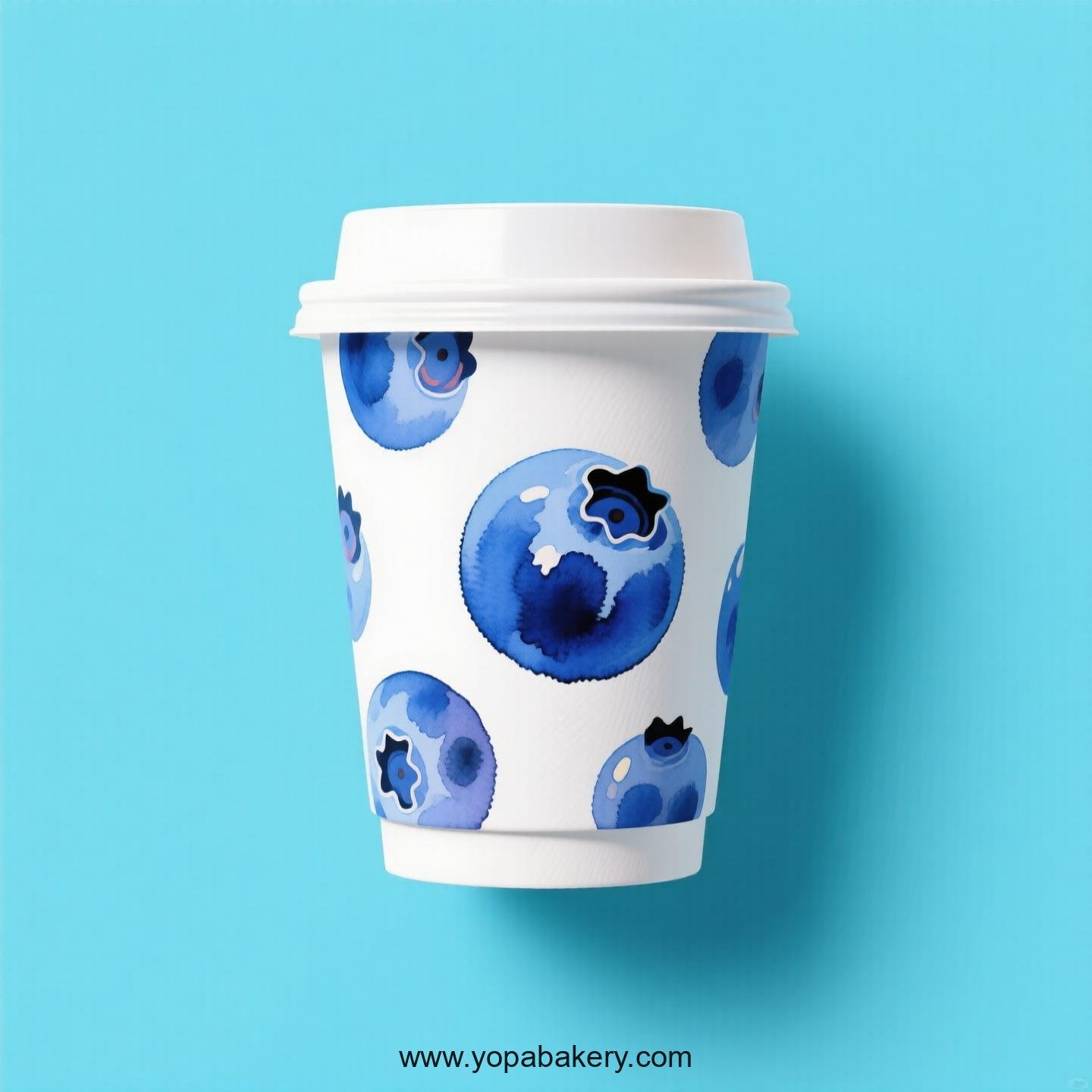 Blueberry Design Paper Coffee Cups Factory: 4-24 oz Custom Logo