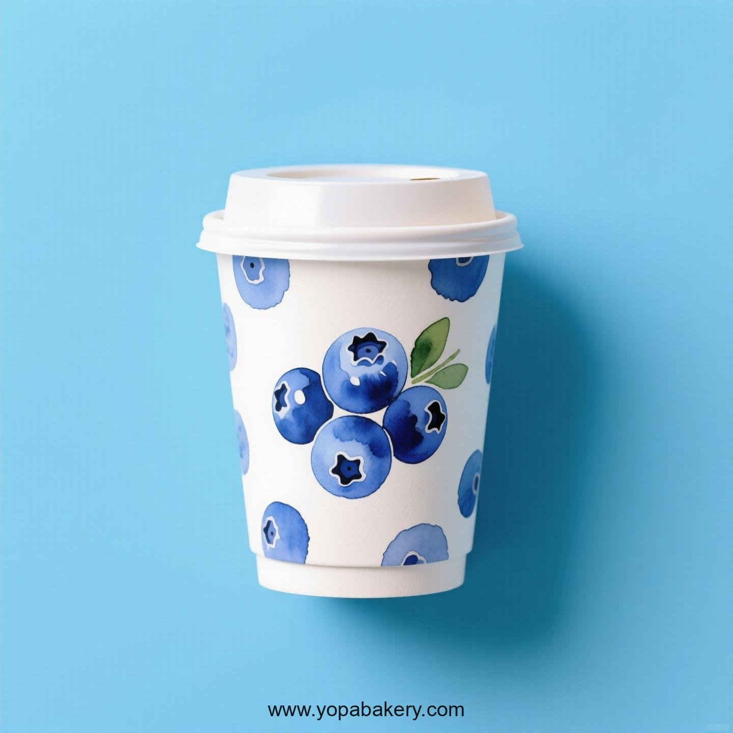 Blueberry Design Paper Coffee Cups Factory: 4-24 oz Custom Logo