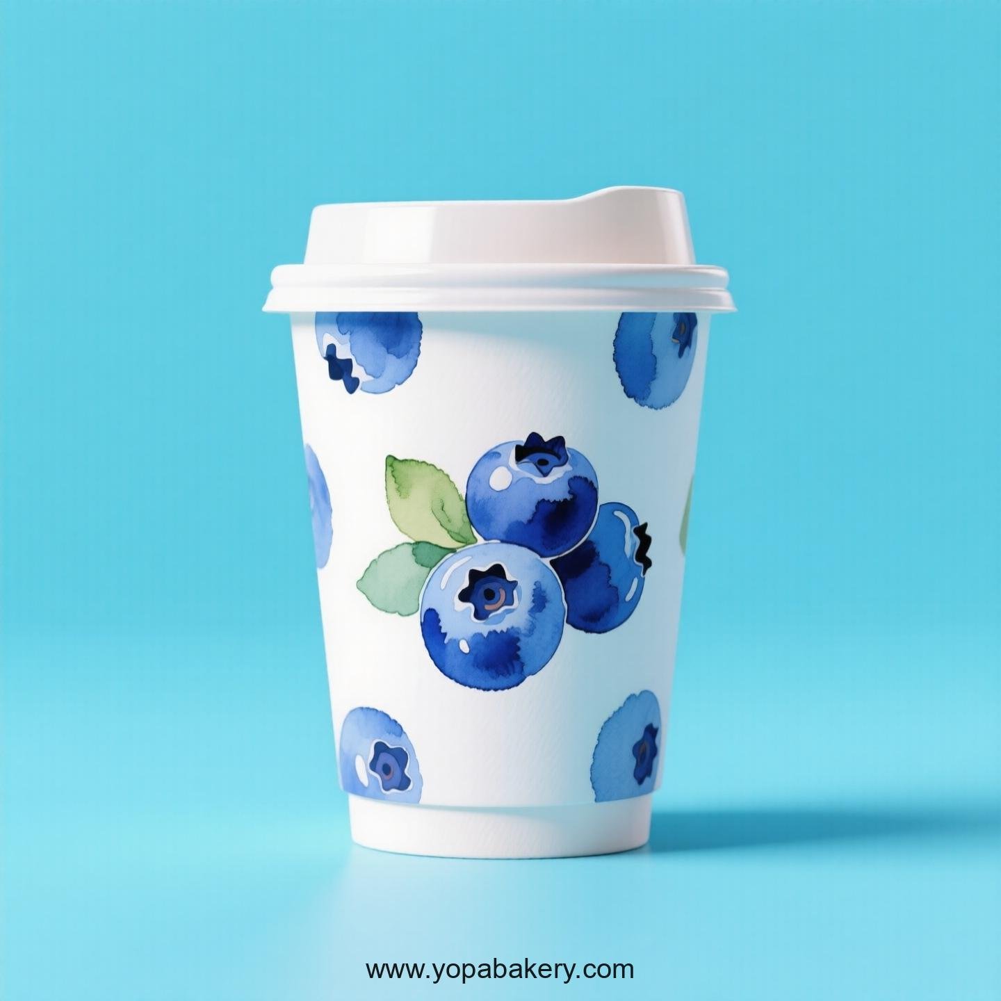 Blueberry Design Paper Coffee Cups Factory: 4-24 oz Custom Logo