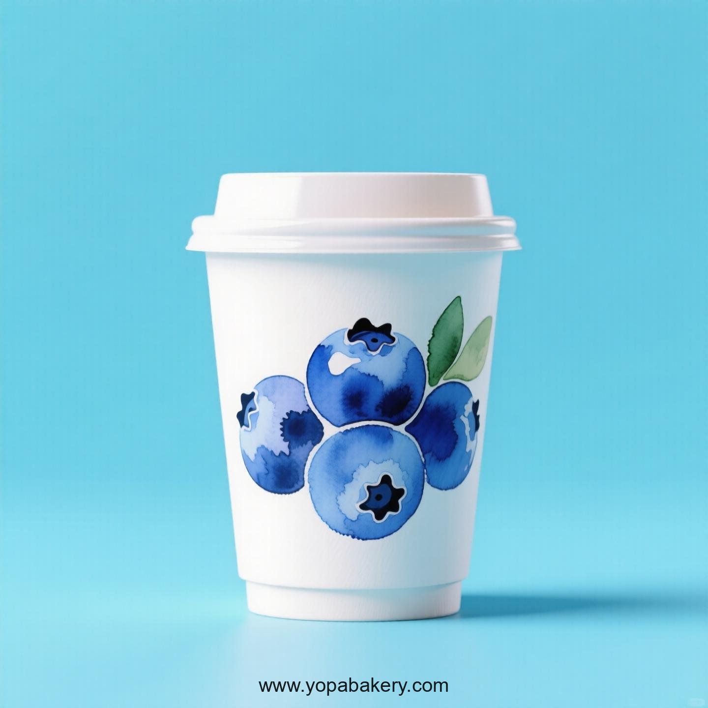 Blueberry Design Paper Coffee Cups Factory: 4-24 oz Custom Logo