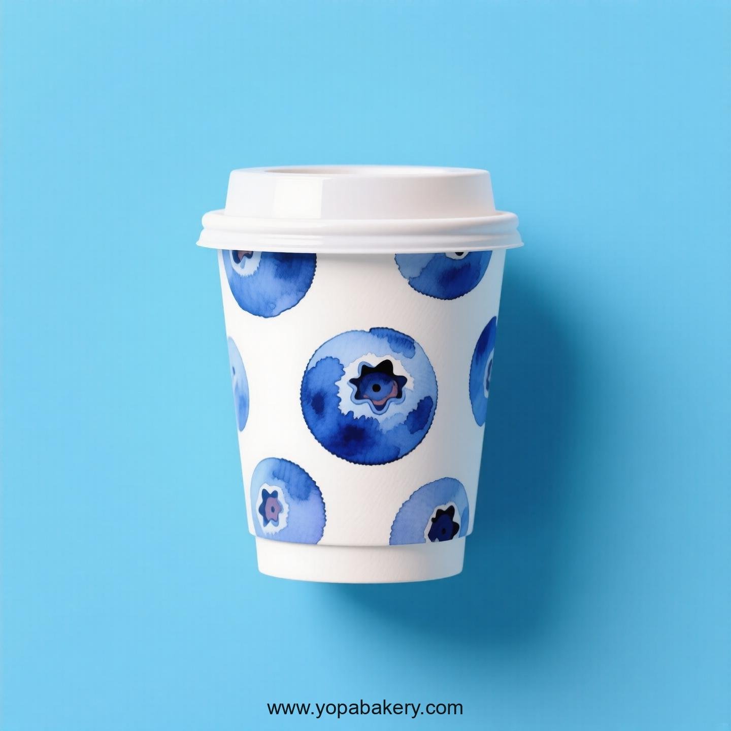 Blueberry Design Paper Coffee Cups Factory: 4-24 oz Custom Logo