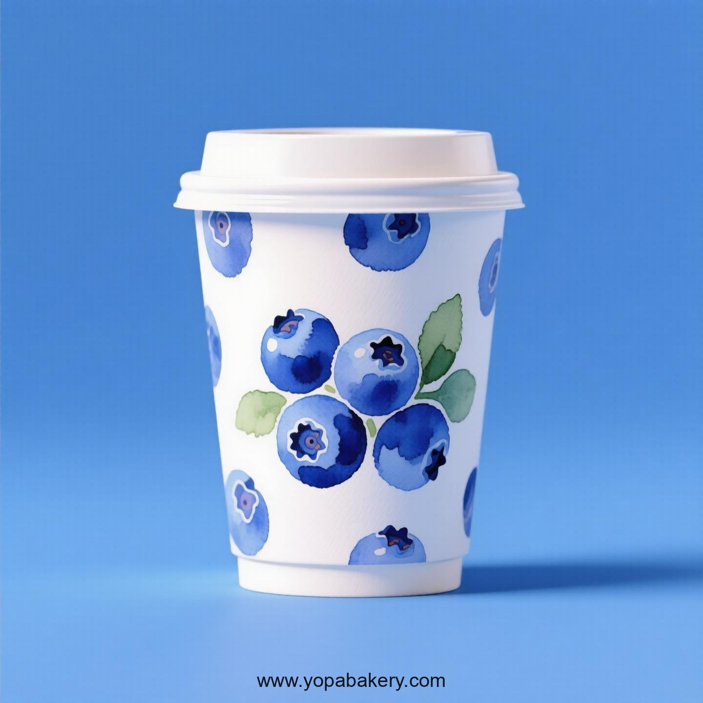 Blueberry Design Paper Coffee Cups Factory: 4-24 oz Custom Logo