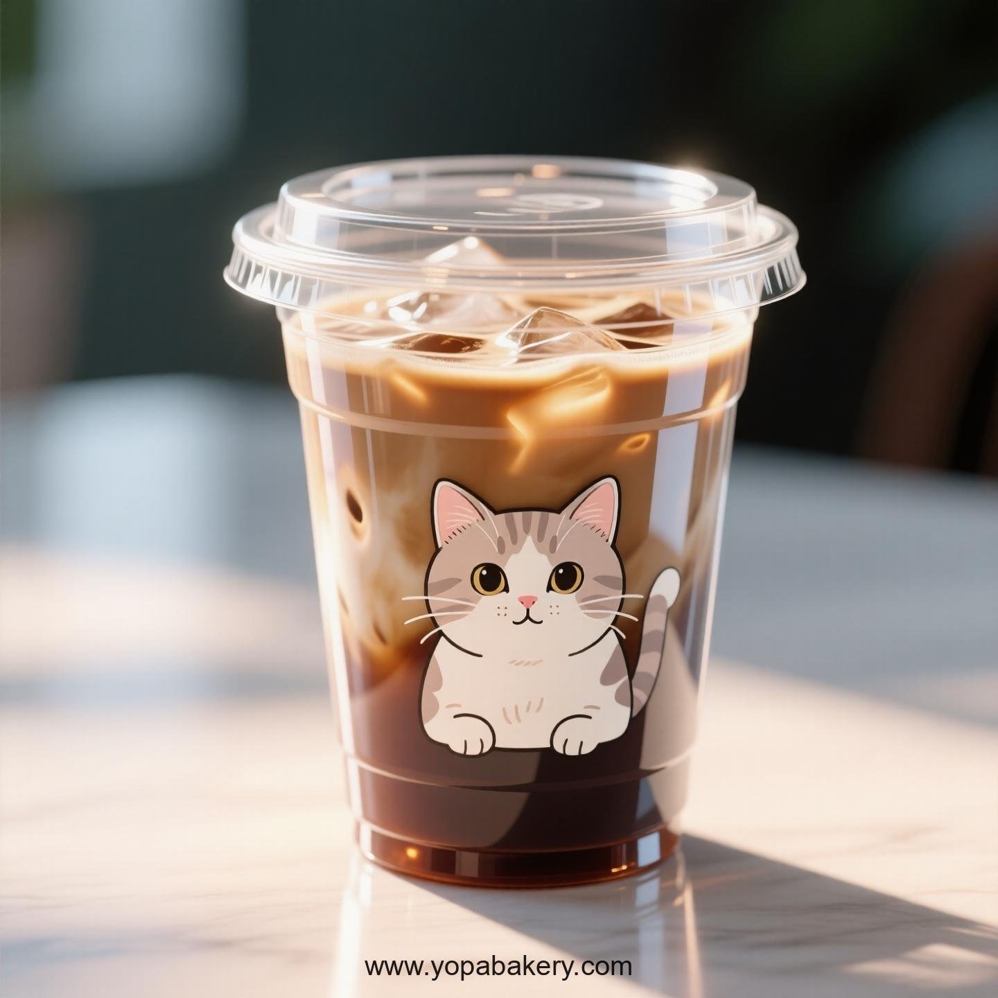 British Shorthair Themed Clear Plastic Cups - Disposable PP & PET Coffee Cups with Lids