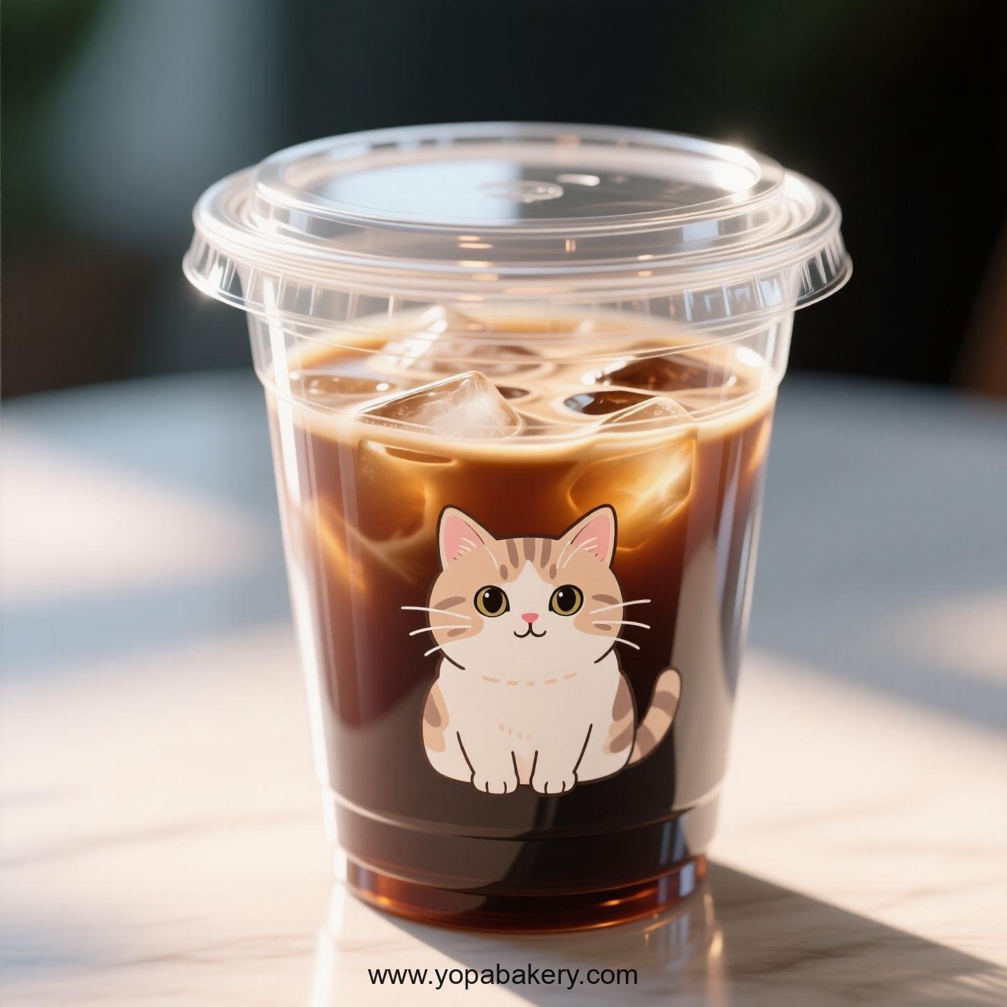 British Shorthair Themed Clear Plastic Cups - Disposable PP & PET Coffee Cups with Lids