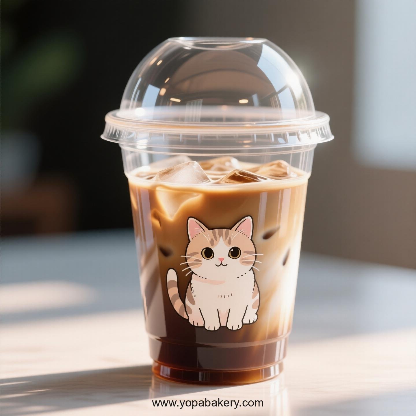 British Shorthair Themed Clear Plastic Cups - Disposable PP & PET Coffee Cups with Lids