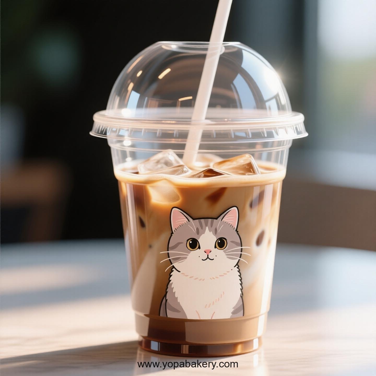 British Shorthair Themed Clear Plastic Cups - Disposable PP & PET Coffee Cups with Lids