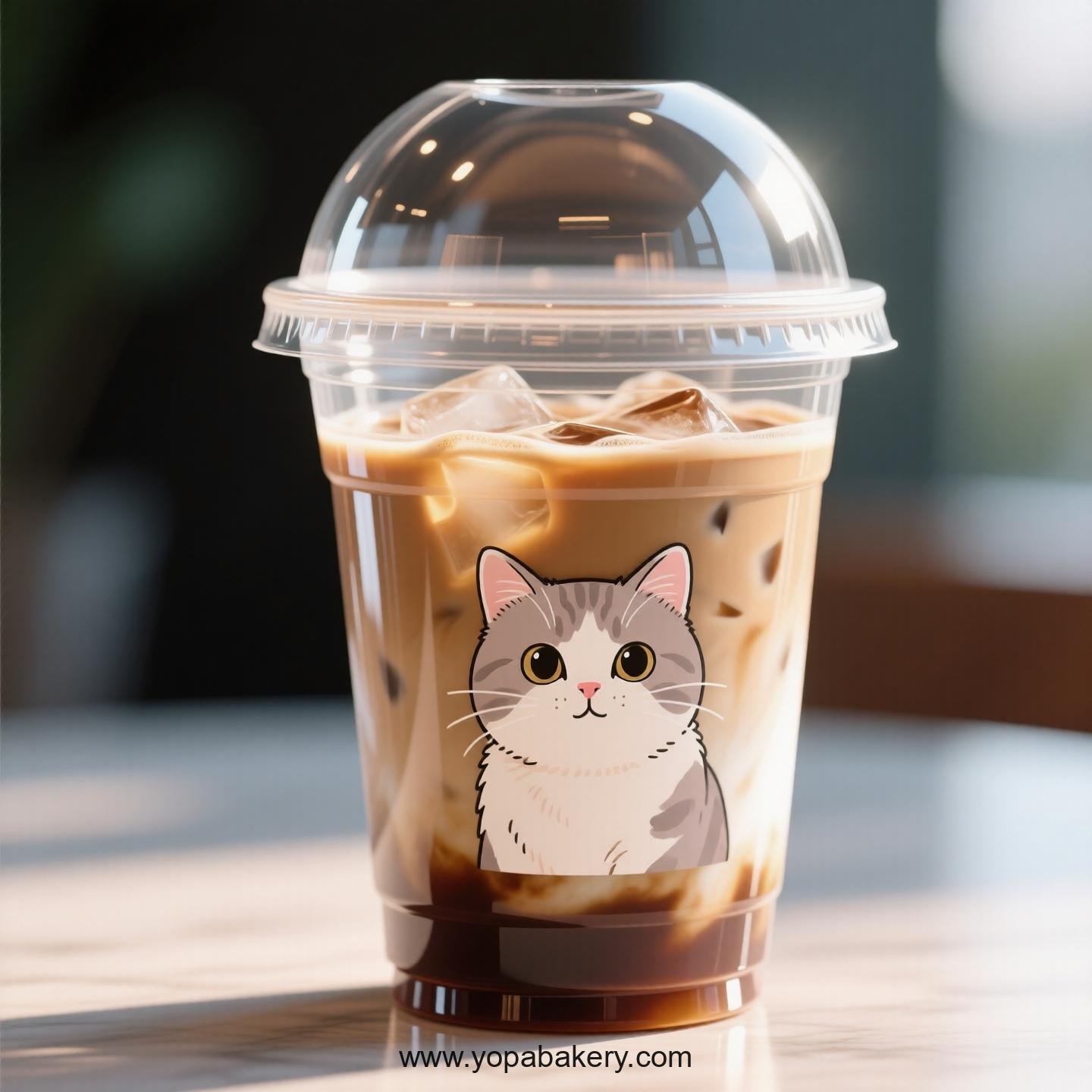 British Shorthair Themed Clear Plastic Cups - Disposable PP & PET Coffee Cups with Lids