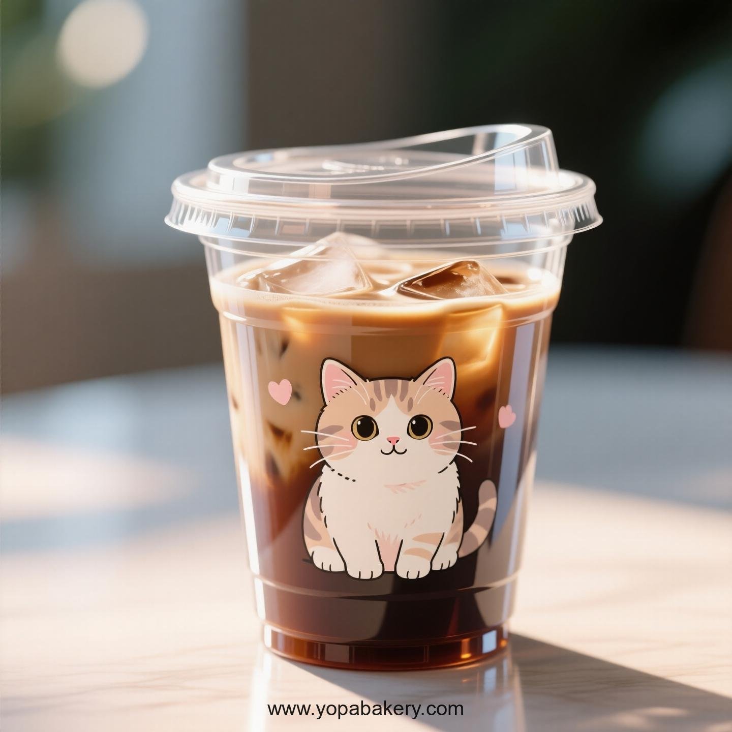 British Shorthair Themed Clear Plastic Cups - Disposable PP & PET Coffee Cups with Lids