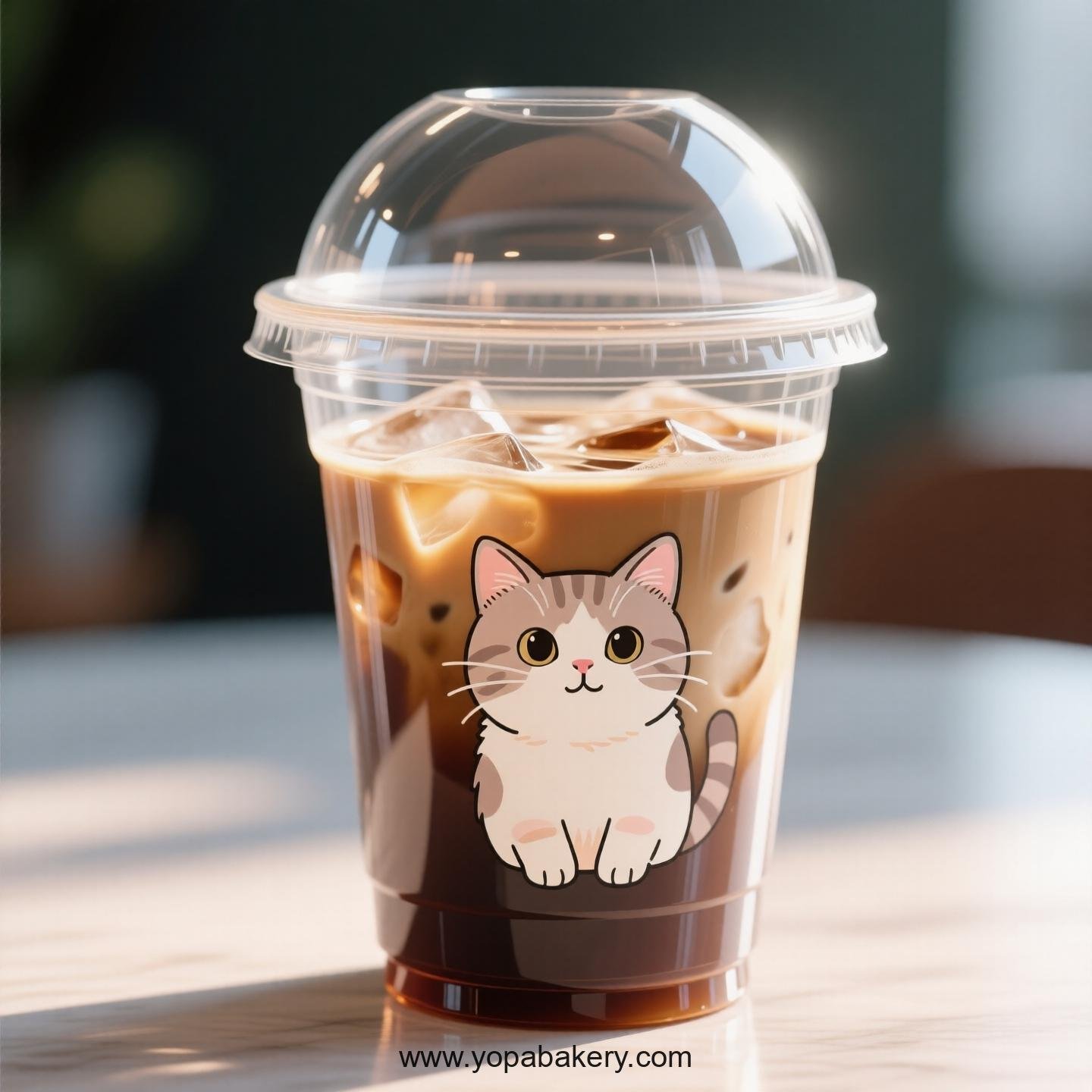 British Shorthair Themed Clear Plastic Cups - Disposable PP & PET Coffee Cups with Lids