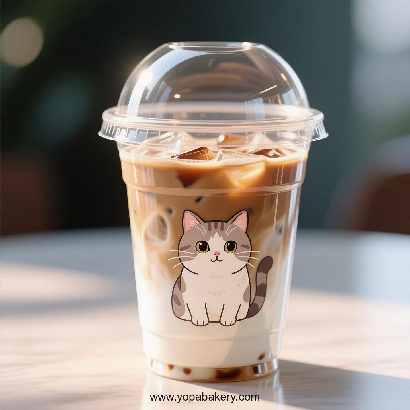 British Shorthair Themed Clear Plastic Cups - Disposable PP & PET Coffee Cups with Lids