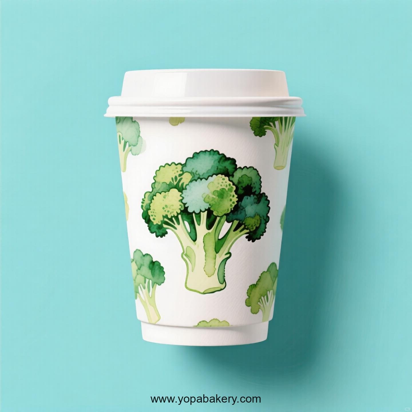 Broccoli Design Paper Coffee Cups Factory: 4-24 oz Custom Logo
