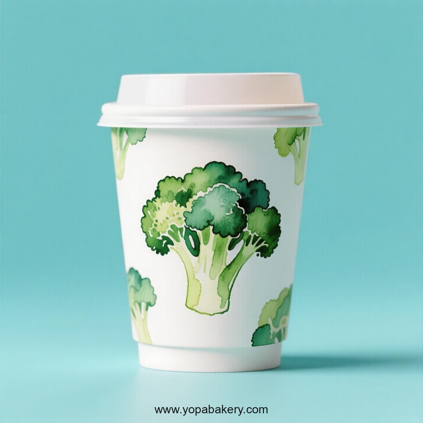 Broccoli Design Paper Coffee Cups Factory: 4-24 oz Custom Logo