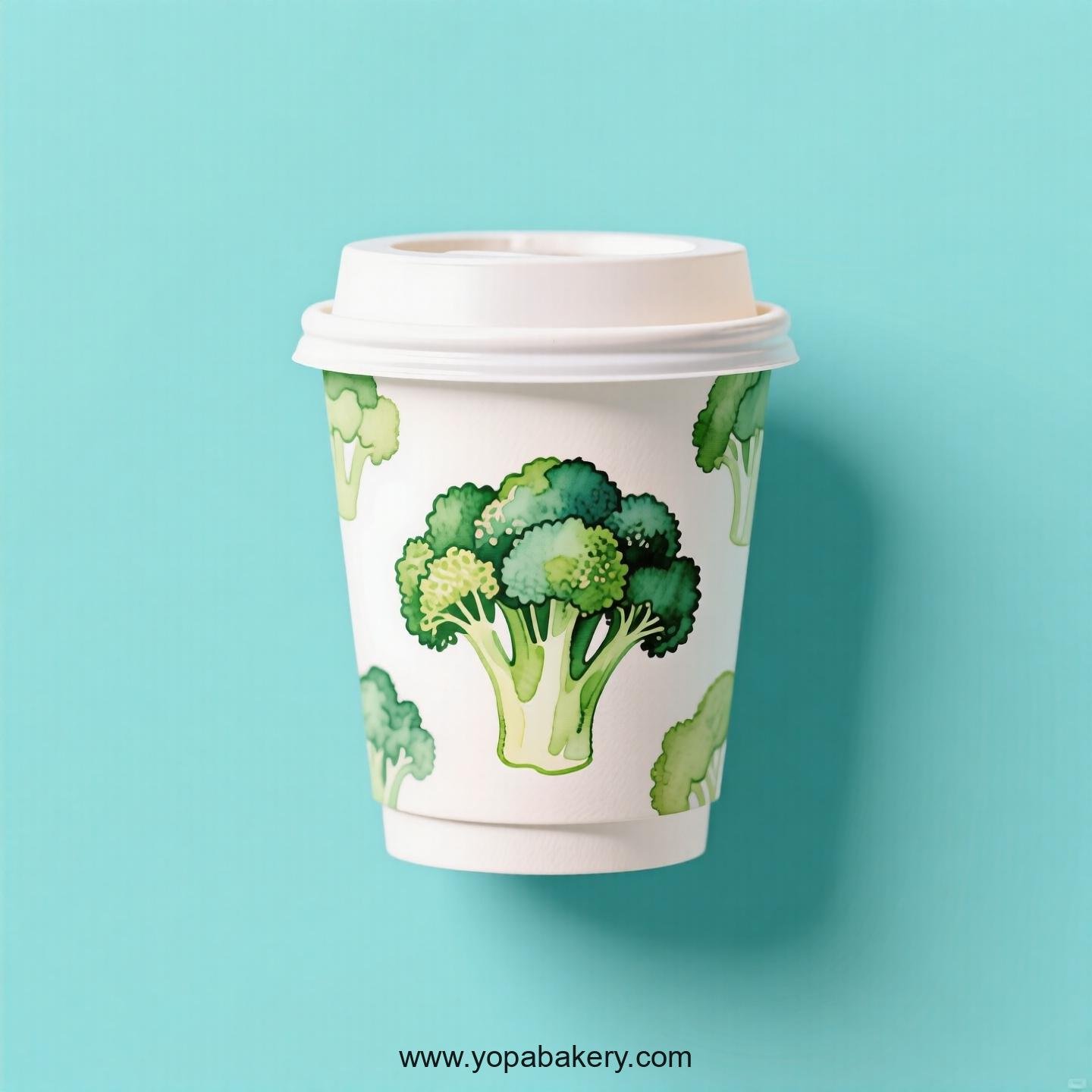Broccoli Design Paper Coffee Cups Factory: 4-24 oz Custom Logo