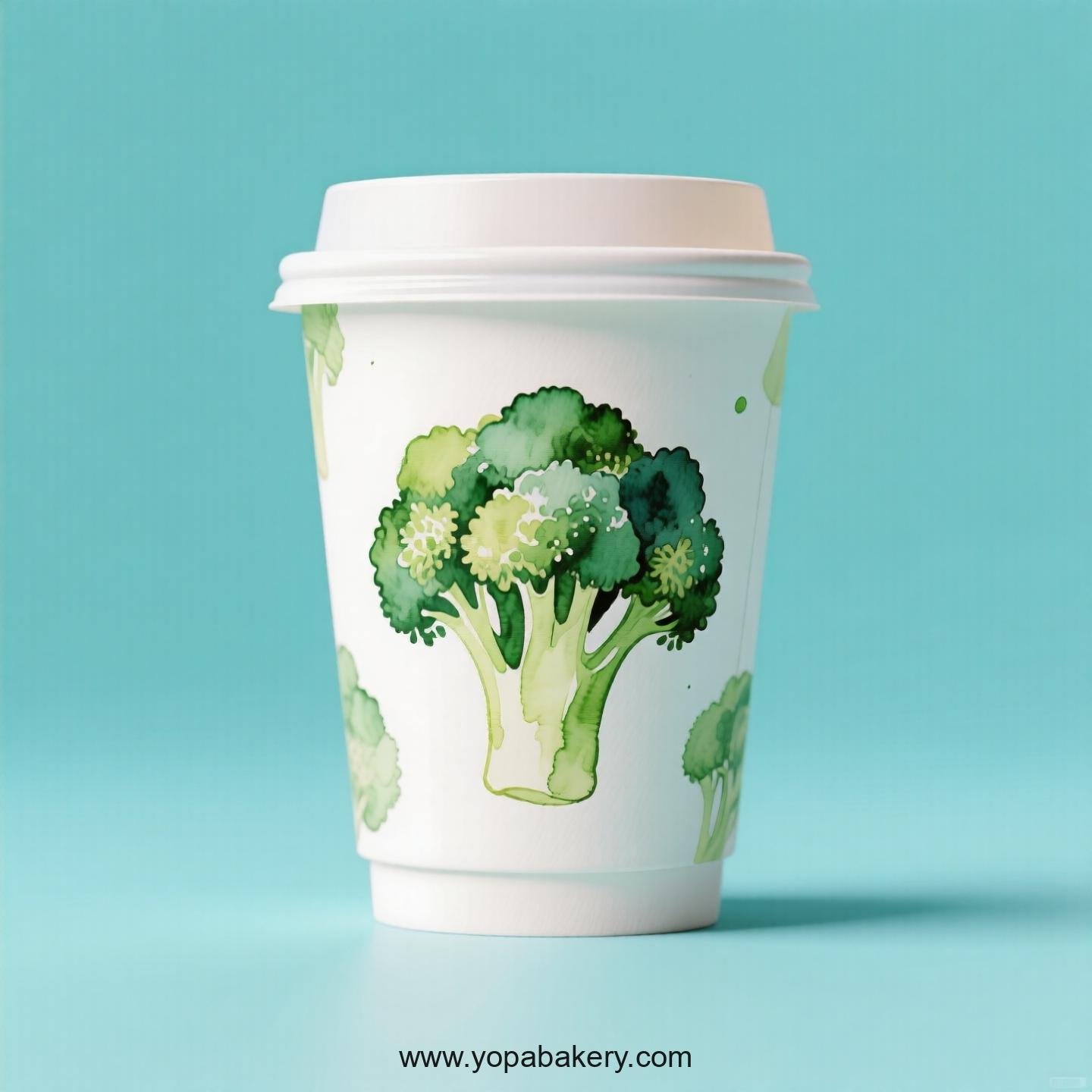 Broccoli Design Paper Coffee Cups Factory: 4-24 oz Custom Logo