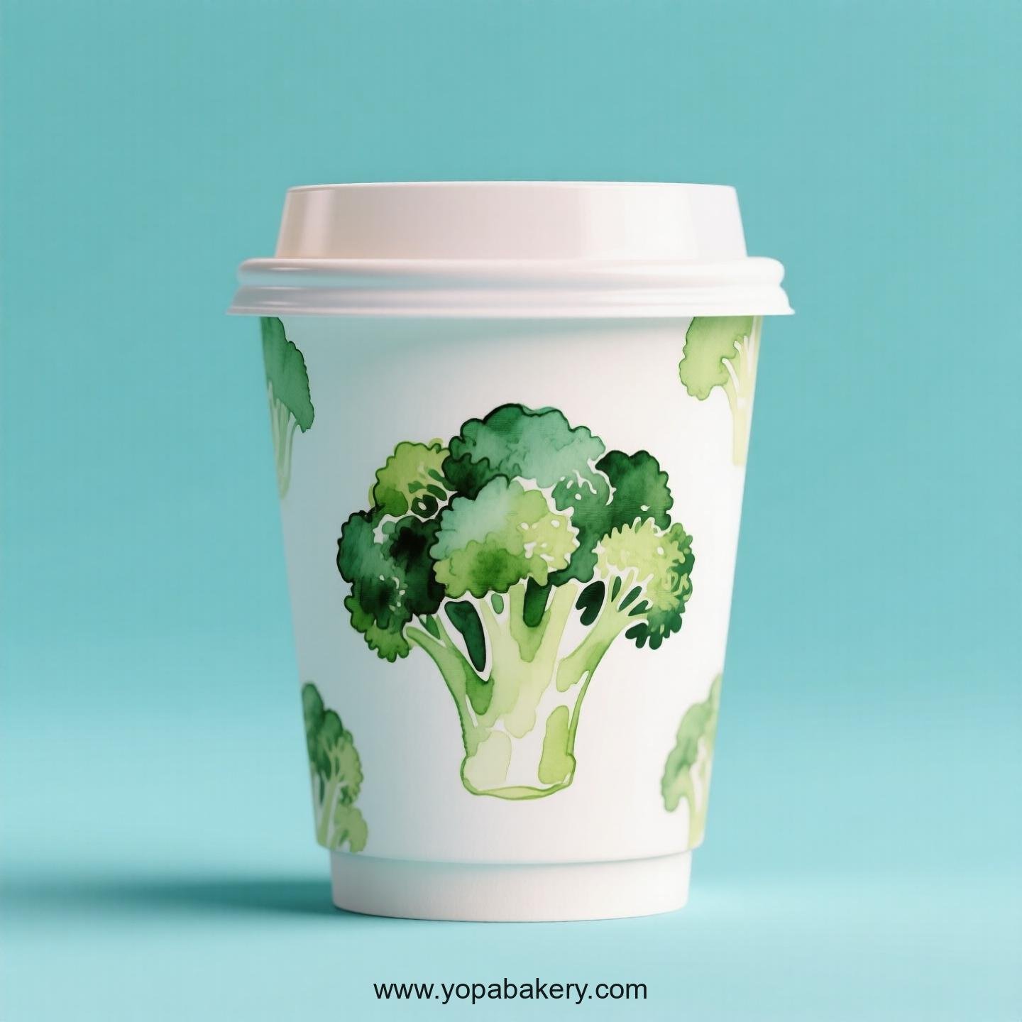 Broccoli Design Paper Coffee Cups Factory: 4-24 oz Custom Logo