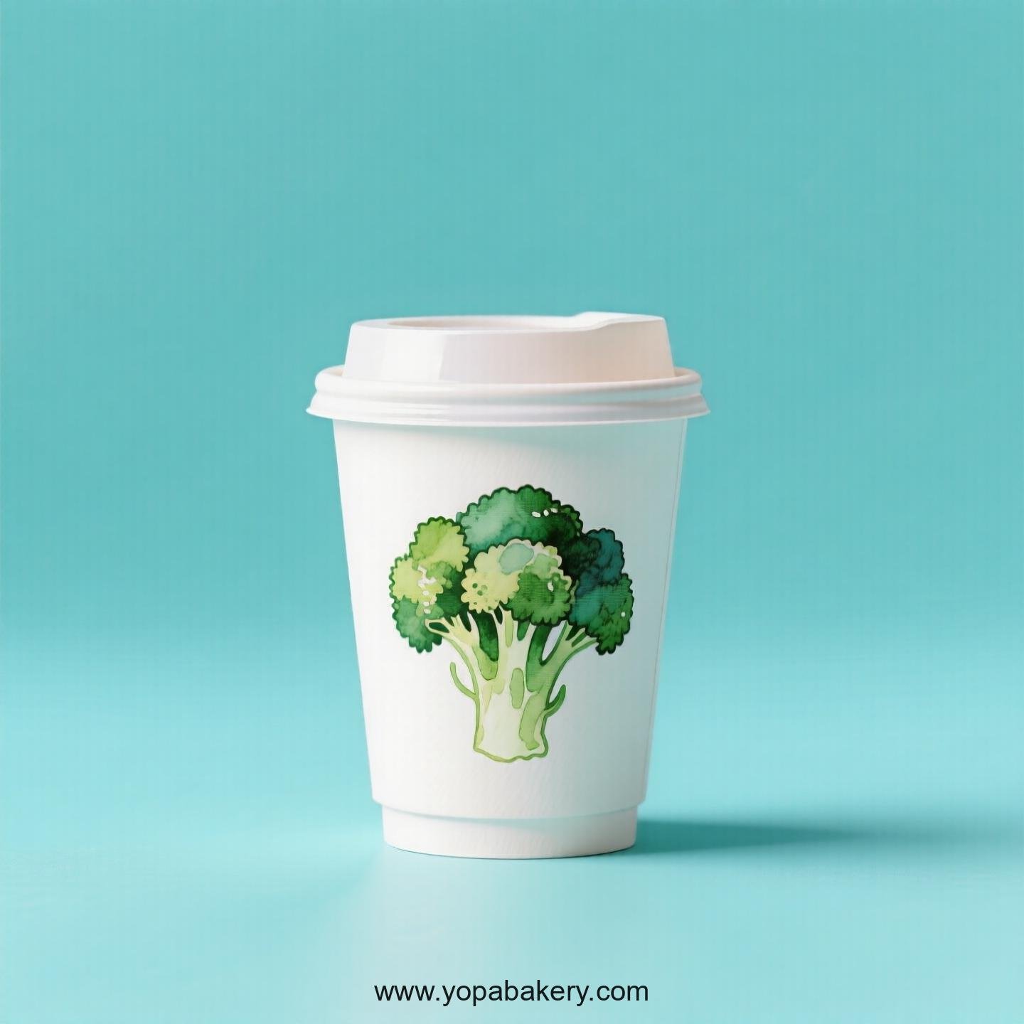 Broccoli Design Paper Coffee Cups Factory: 4-24 oz Custom Logo