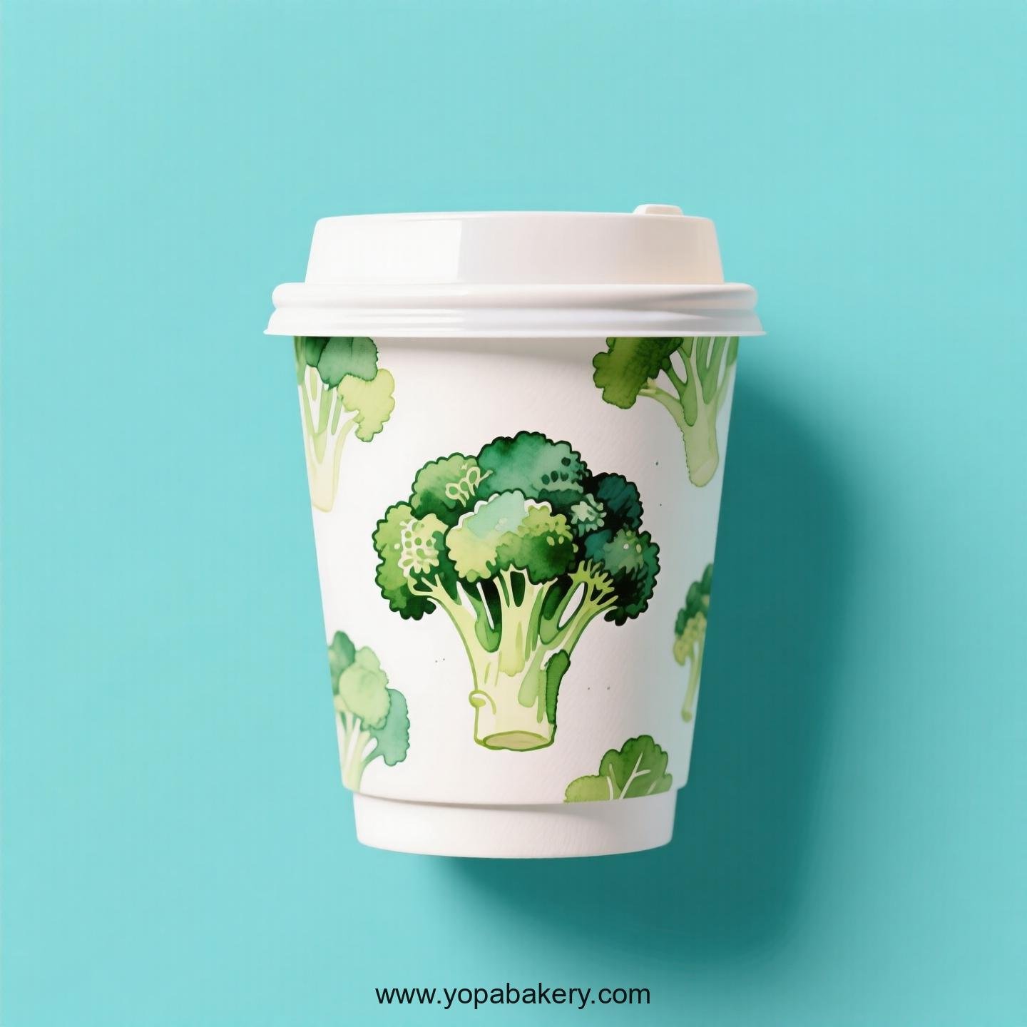 Broccoli Design Paper Coffee Cups Factory: 4-24 oz Custom Logo