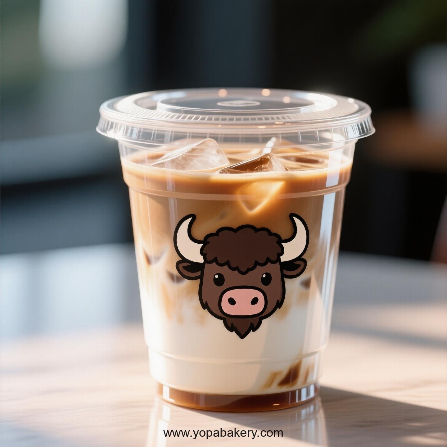 Buffalo Themed Clear Plastic Cups - Disposable PP & PET Coffee Cups with Lids