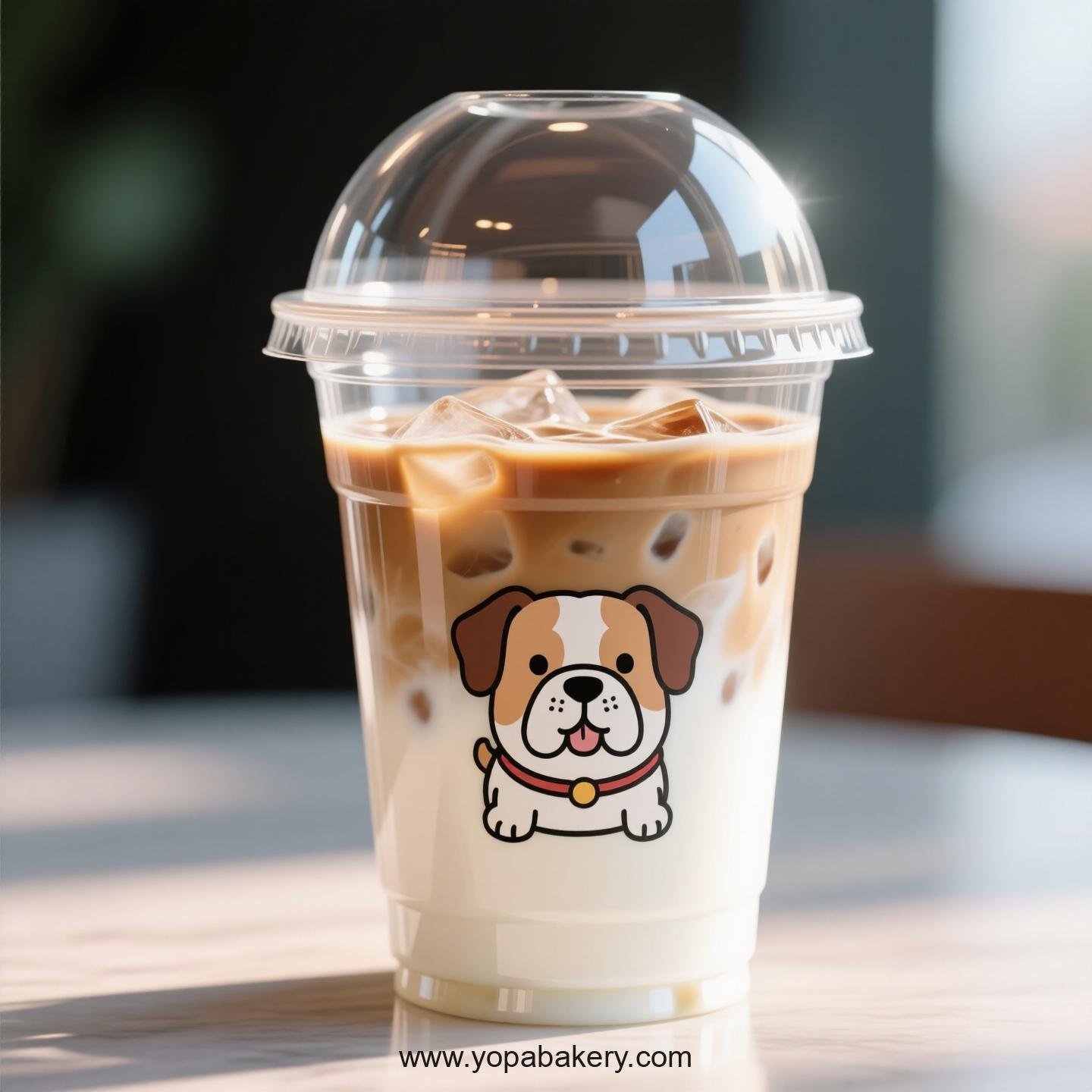 Bull Terrier Themed Clear Plastic Cups - Disposable PP & PET Coffee Cups with Lids