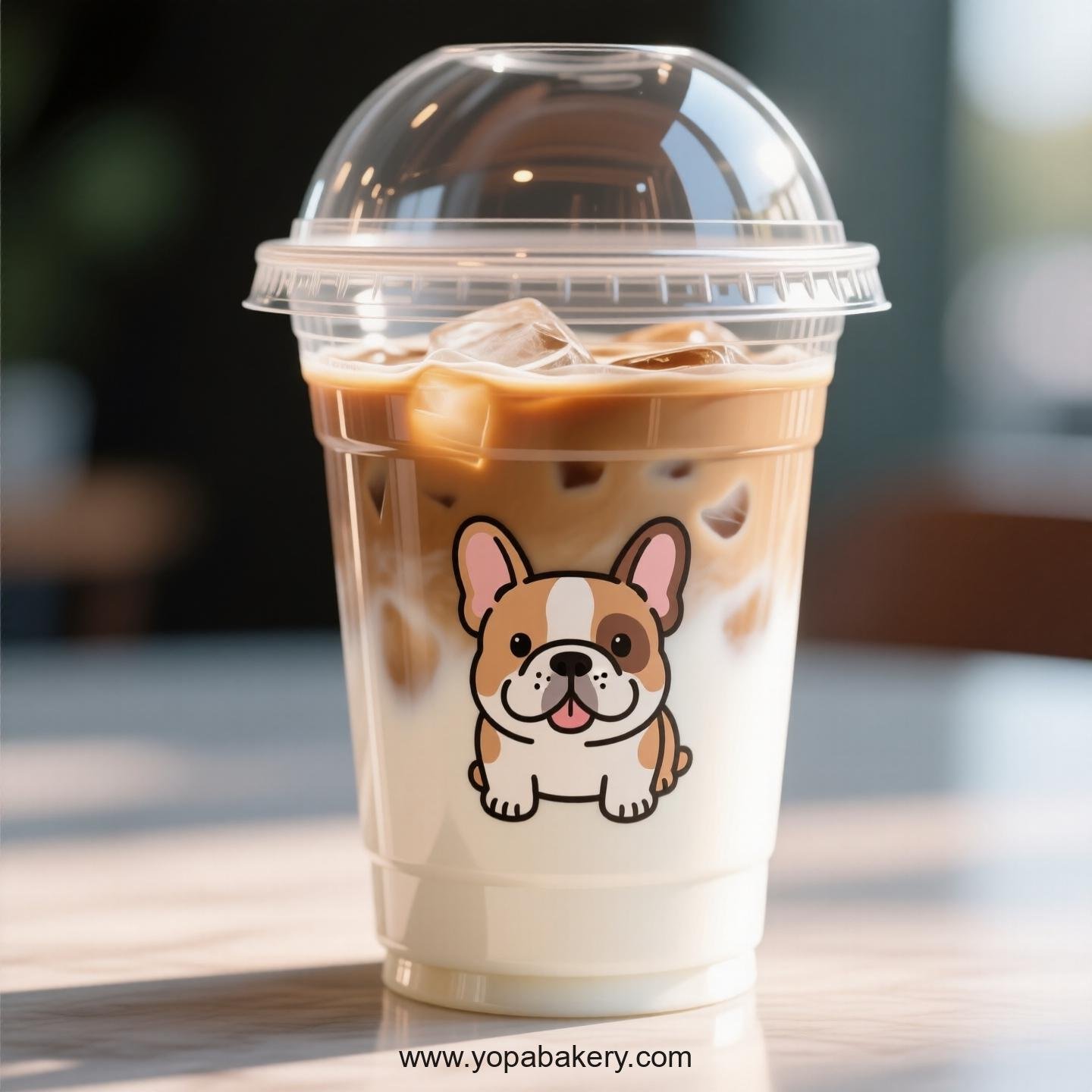 Bull Terrier Themed Clear Plastic Cups - Disposable PP & PET Coffee Cups with Lids