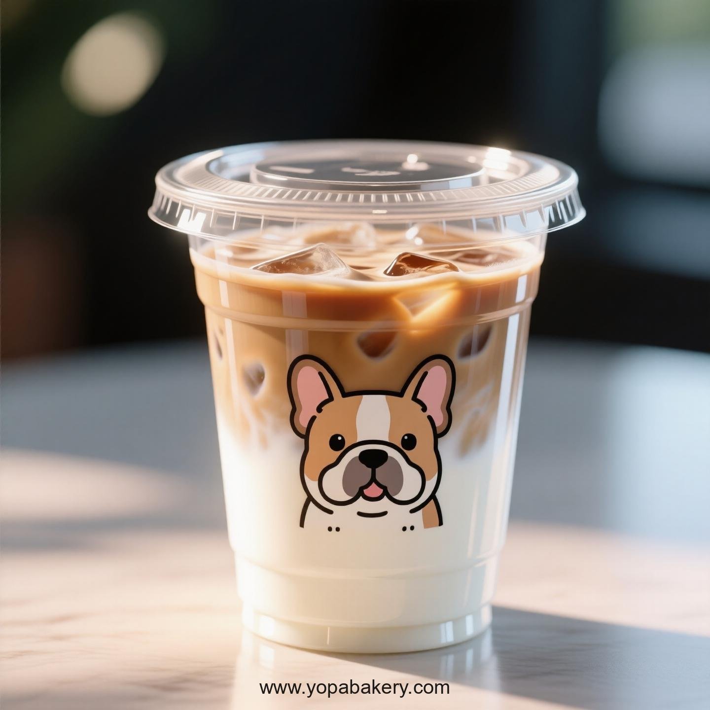 Bull Terrier Themed Clear Plastic Cups - Disposable PP & PET Coffee Cups with Lids