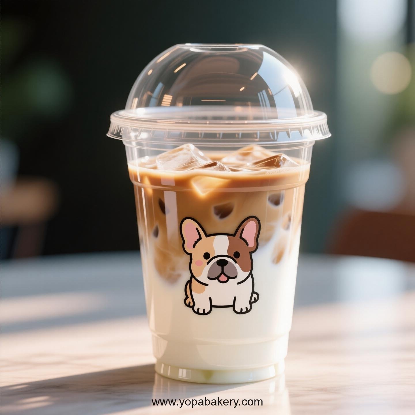 Bull Terrier Themed Clear Plastic Cups - Disposable PP & PET Coffee Cups with Lids