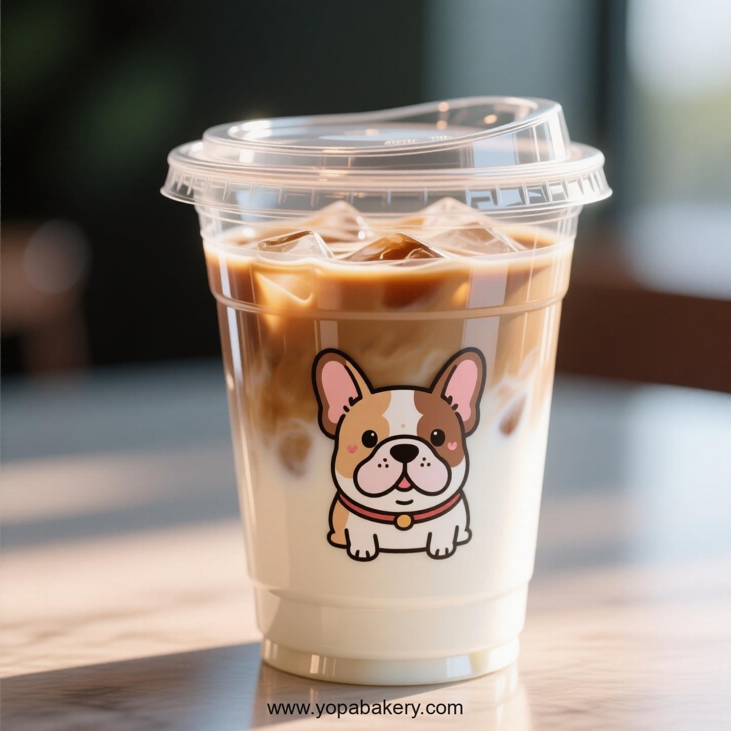 Bull Terrier Themed Clear Plastic Cups - Disposable PP & PET Coffee Cups with Lids