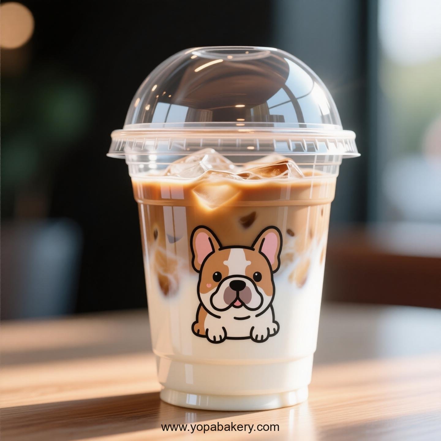 Bull Terrier Themed Clear Plastic Cups - Disposable PP & PET Coffee Cups with Lids