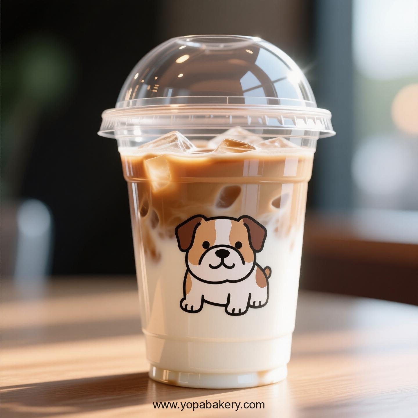 Bull Terrier Themed Clear Plastic Cups - Disposable PP & PET Coffee Cups with Lids