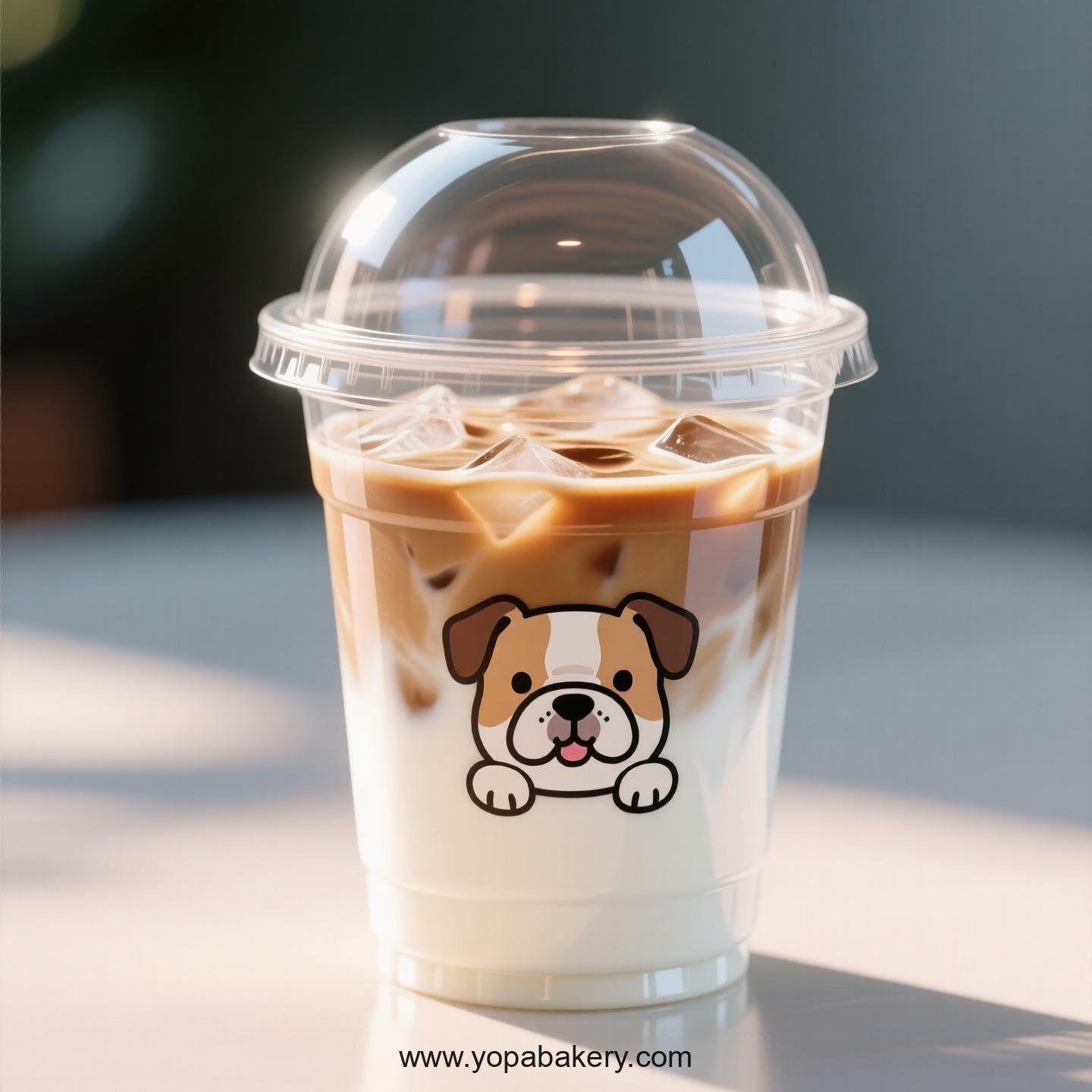 Bull Terrier Themed Clear Plastic Cups - Disposable PP & PET Coffee Cups with Lids