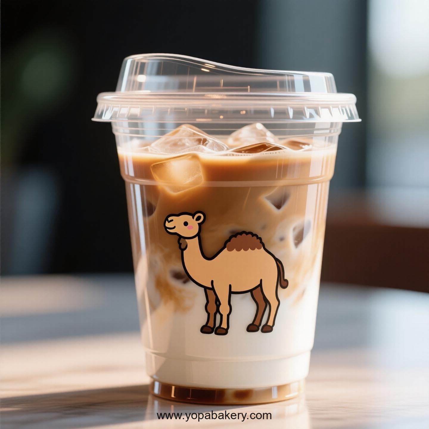Camel Themed Clear Plastic Cups - Disposable PP & PET Coffee Cups with Lids