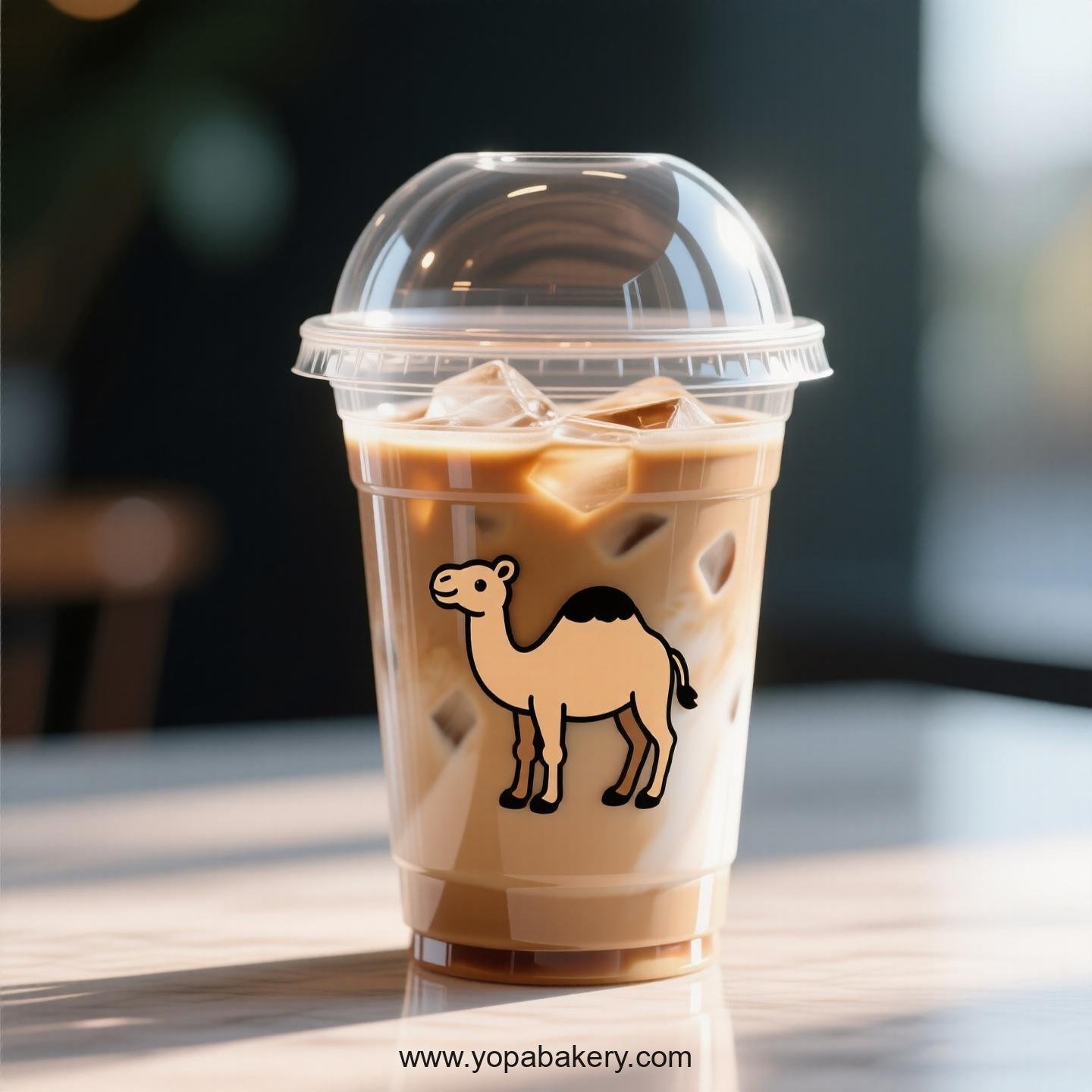 Camel Themed Clear Plastic Cups - Disposable PP & PET Coffee Cups with Lids