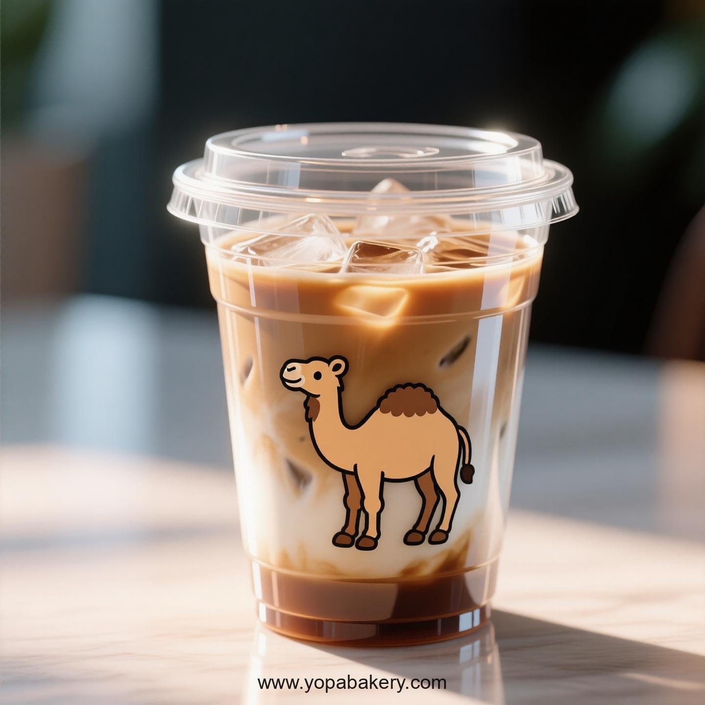 Camel Themed Clear Plastic Cups - Disposable PP & PET Coffee Cups with Lids