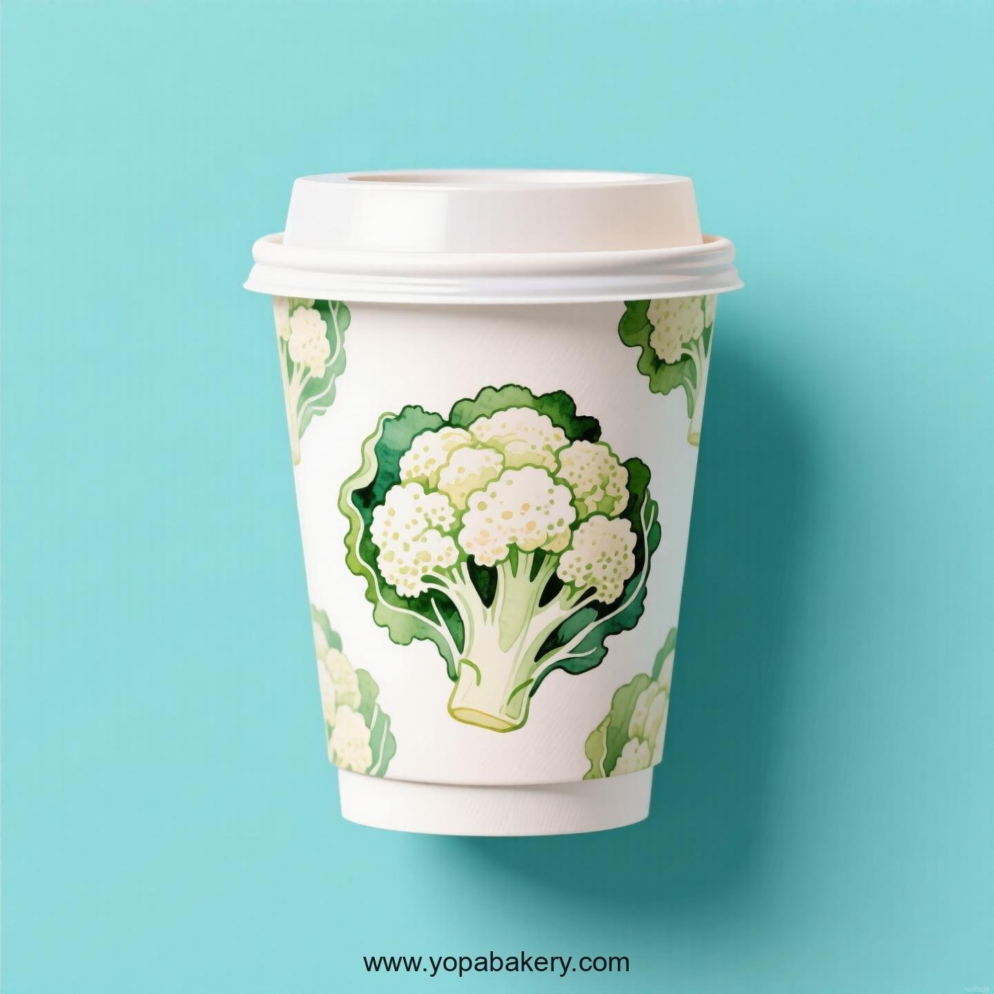 Cauliflower Design Paper Coffee Cups Factory: 4-24 oz Custom Logo