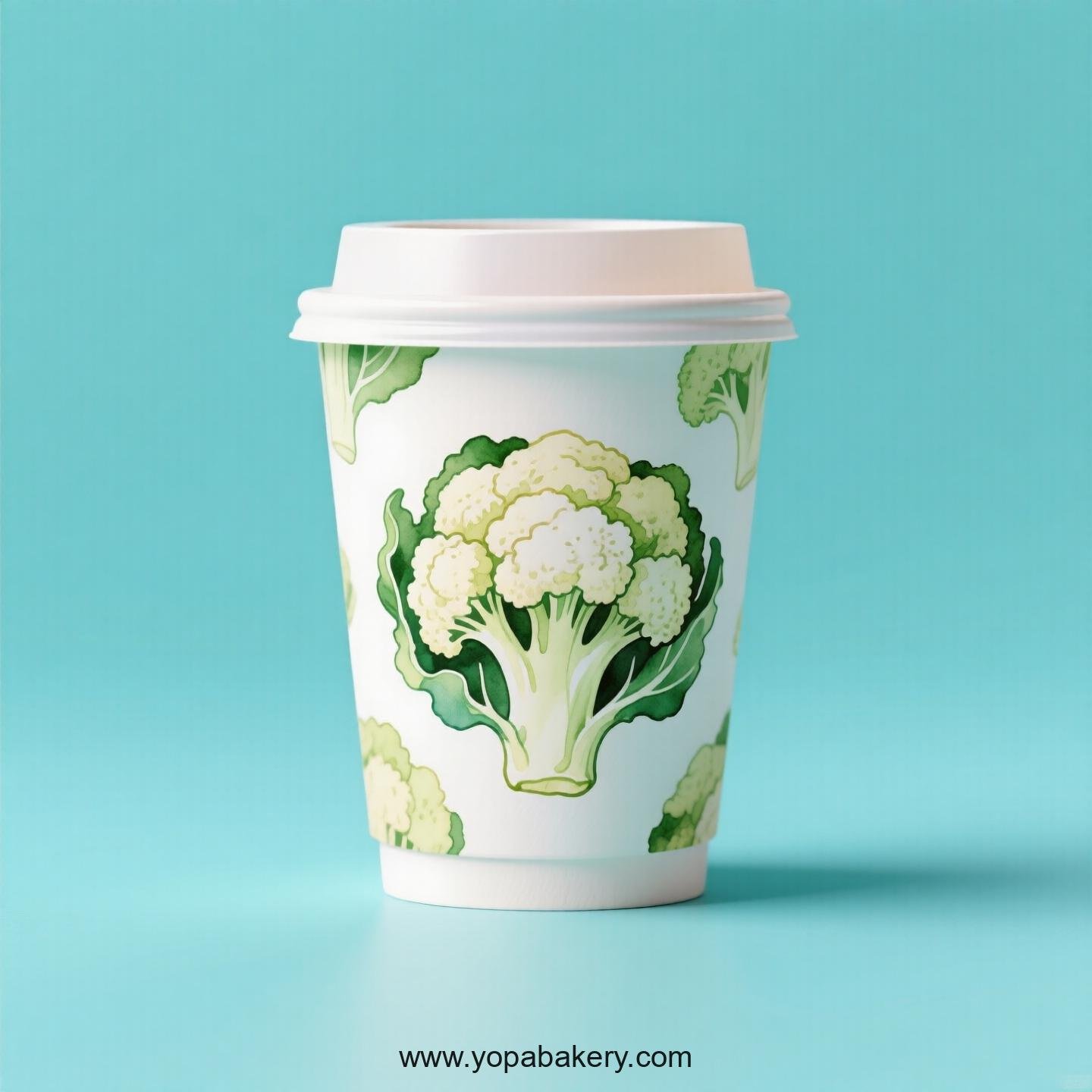 Cauliflower Design Paper Coffee Cups Factory: 4-24 oz Custom Logo